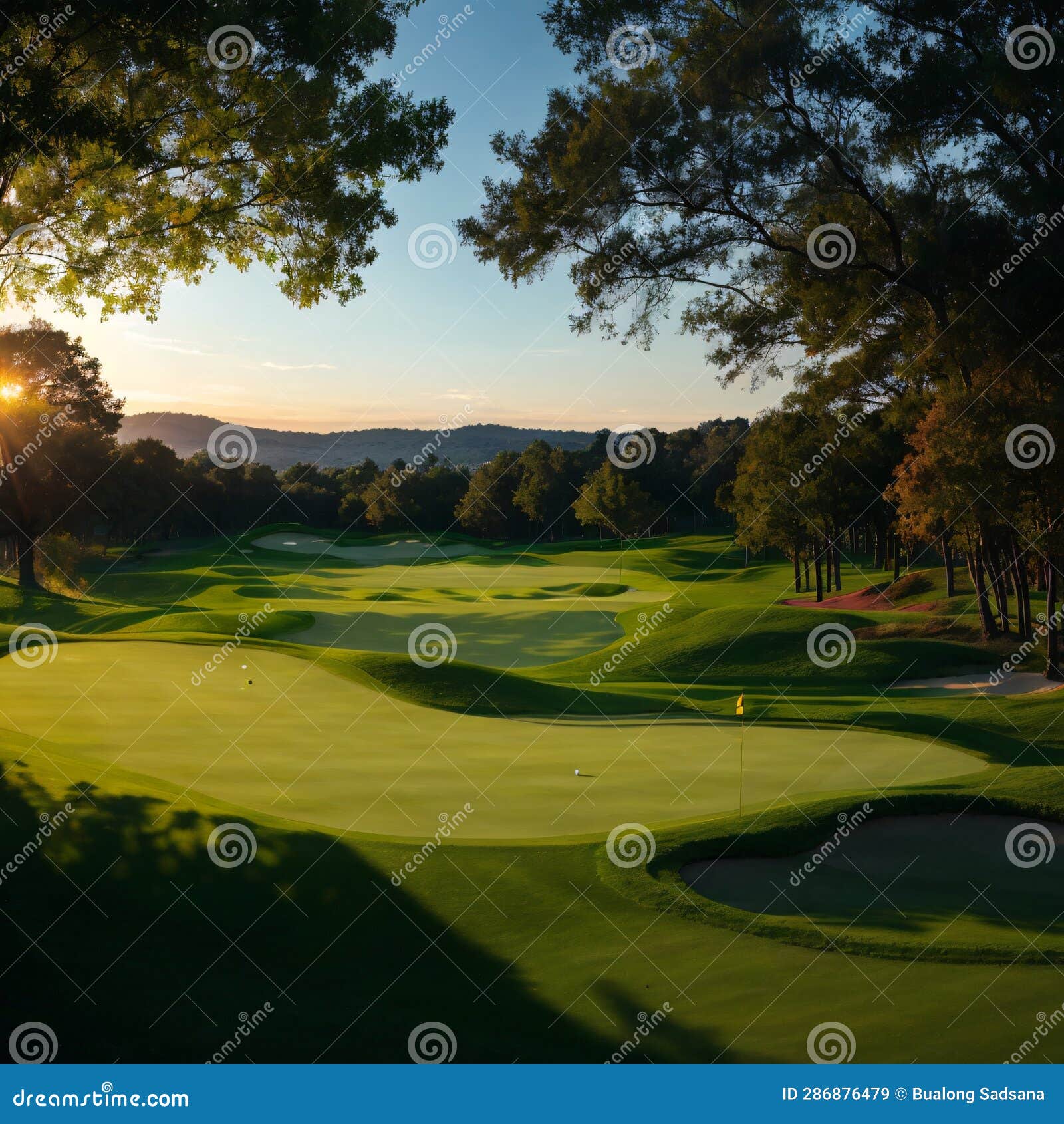 Aerial Photos of Golf Courses. Made with Generative AI Stock