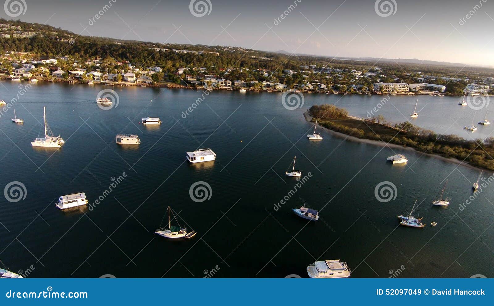 aerial picture image of noosa boat moorings