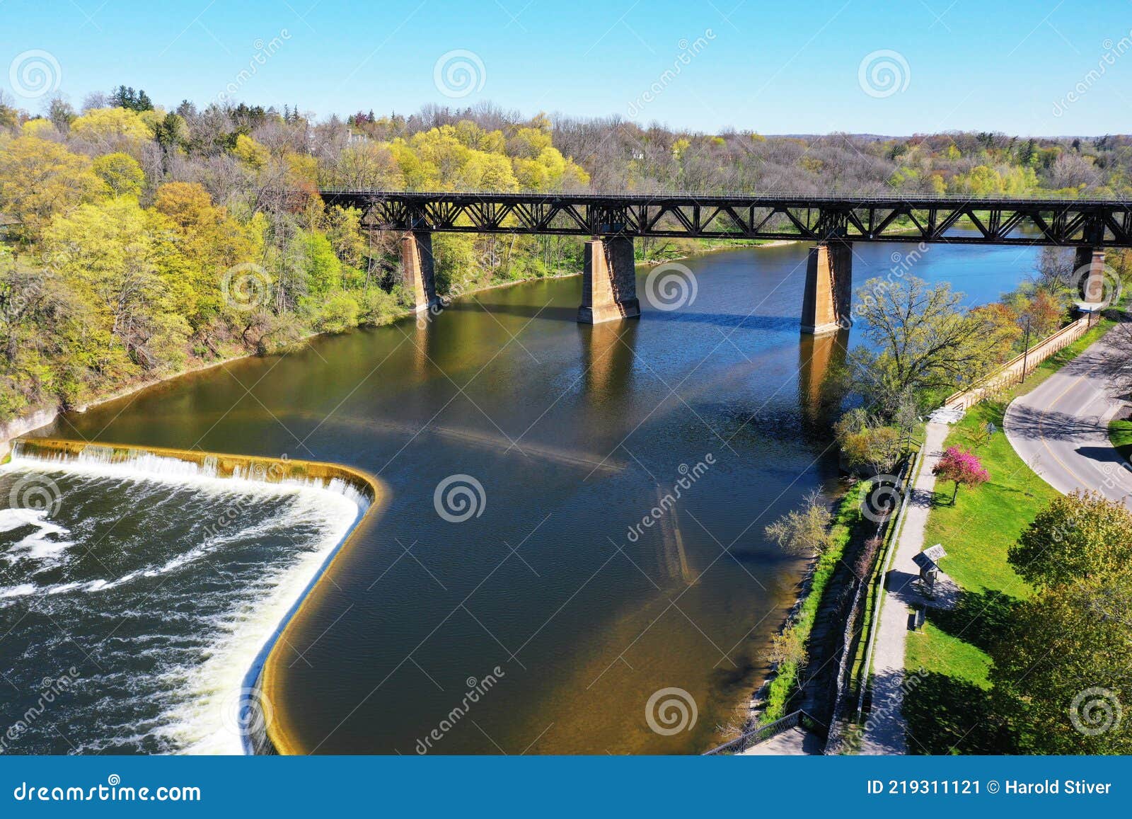 Aerial of the Railway Bridge in Paris, Ontario, Canada Stock Image Image of nature