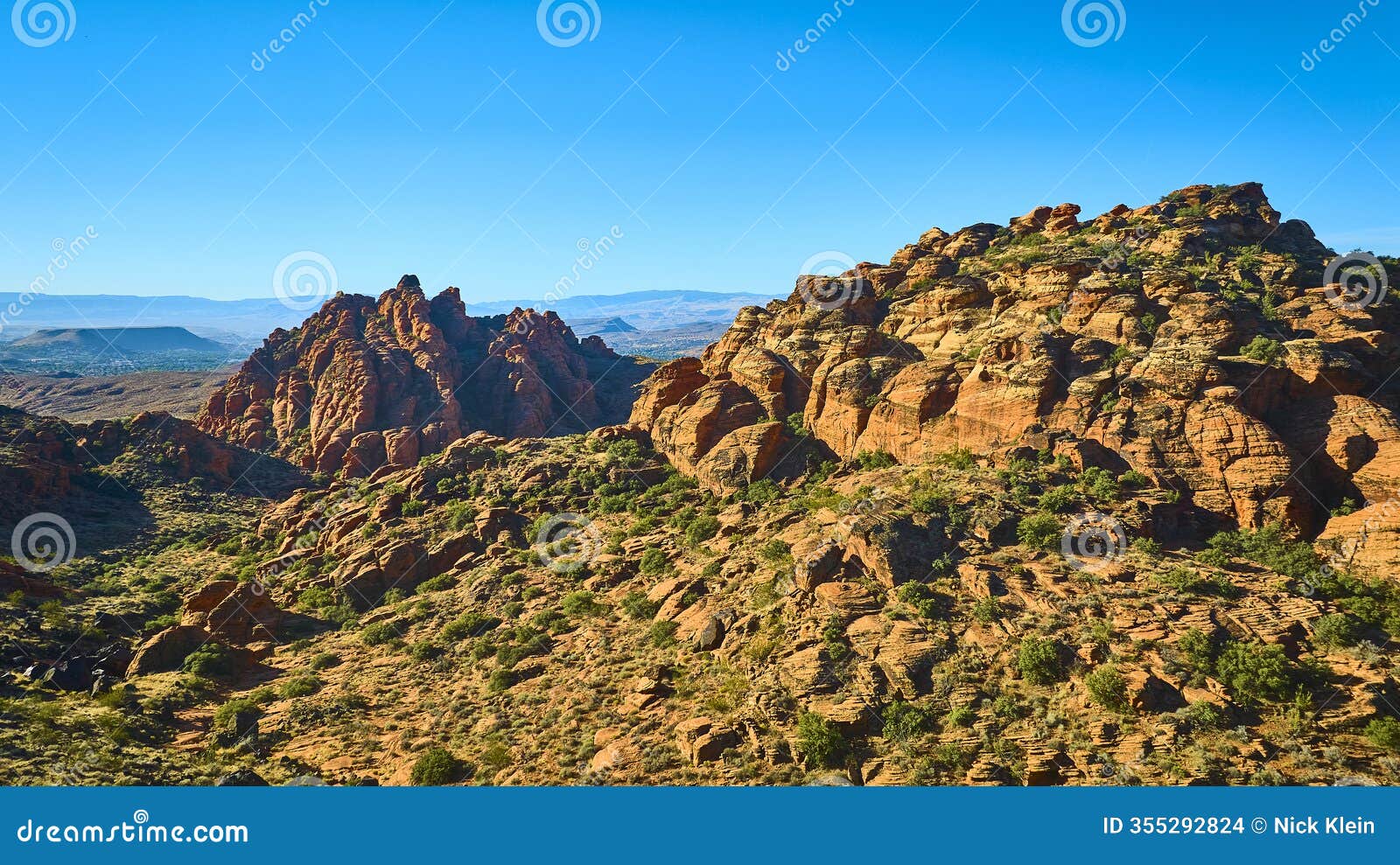 aerial of red rock formations in snow canyon utah
