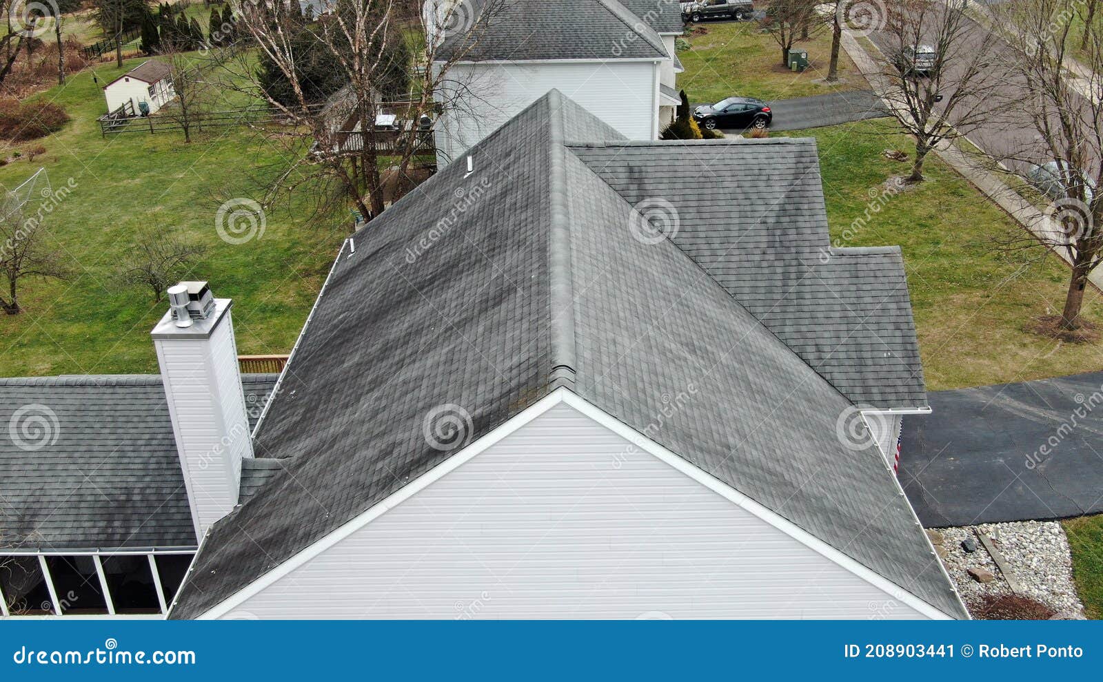 aerial residential roof and chimney inspection by drone