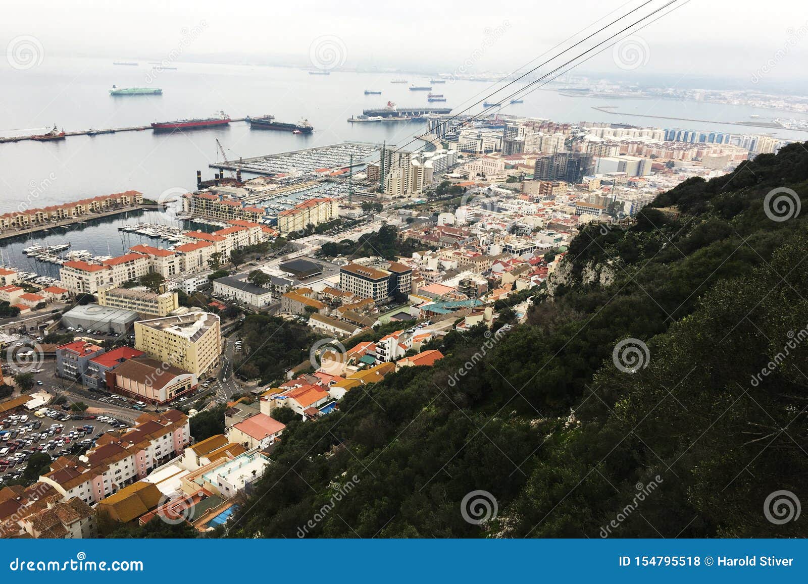 Aerial Scene of Gibraltar Harbor Stock Photo Image of european