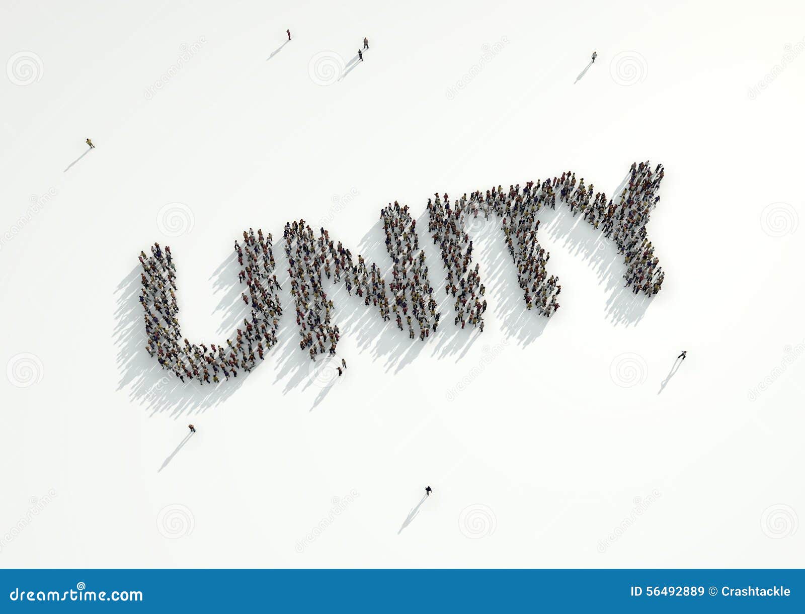aerial shot of a crowd of people forming the word 'unity'.