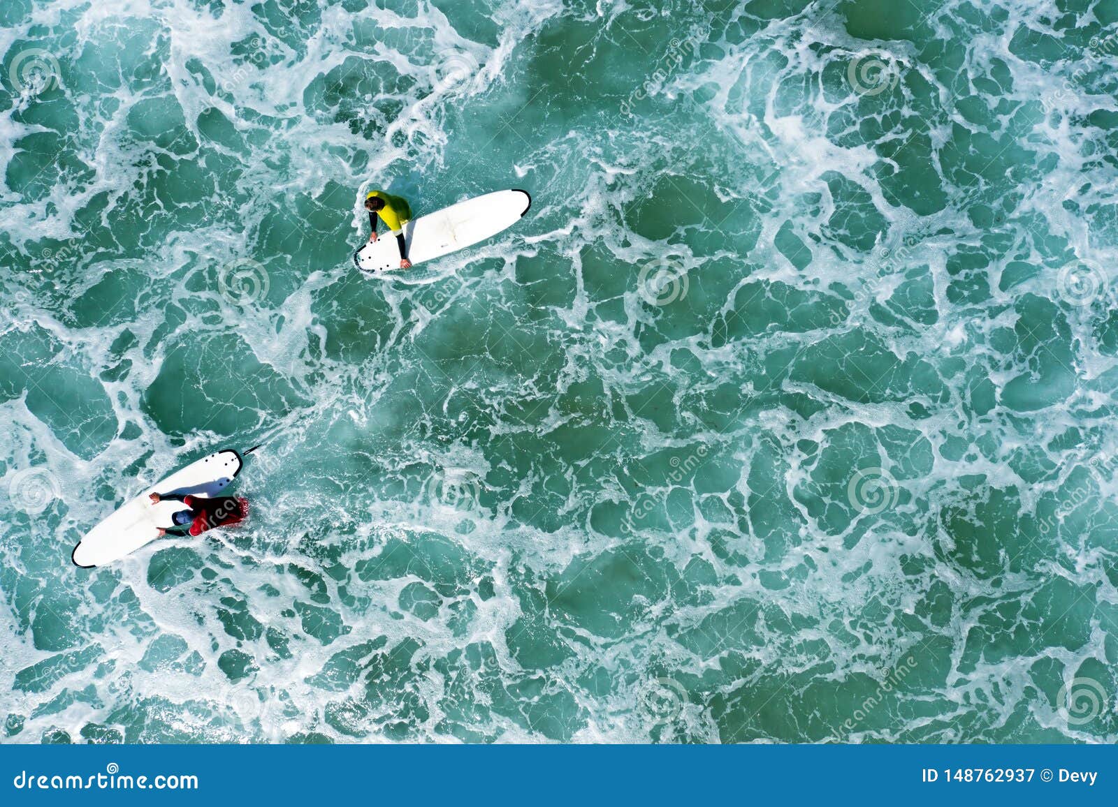 Aerial Shot from Surfers Going To Surf in the Ocean Stock Image Image