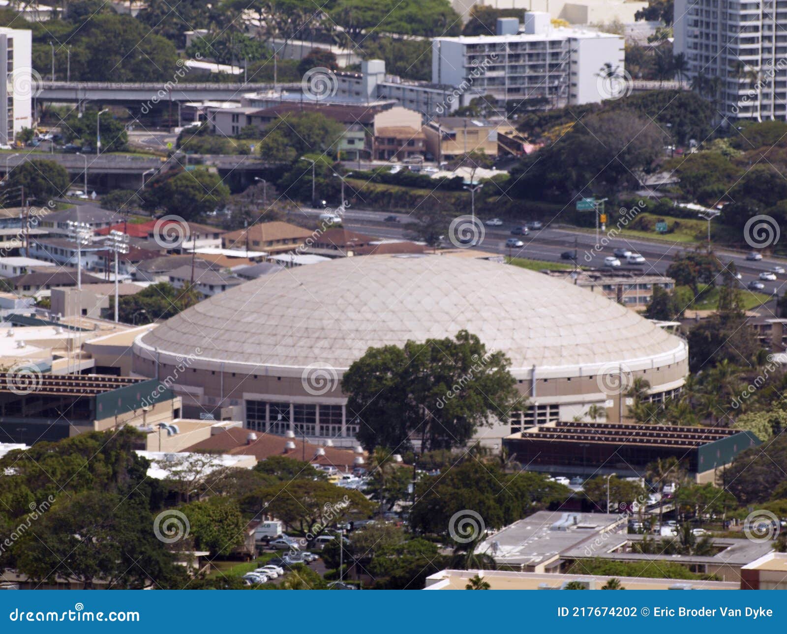 Aerial of Stan Sheriff Center and Highway Stock Photo Image of