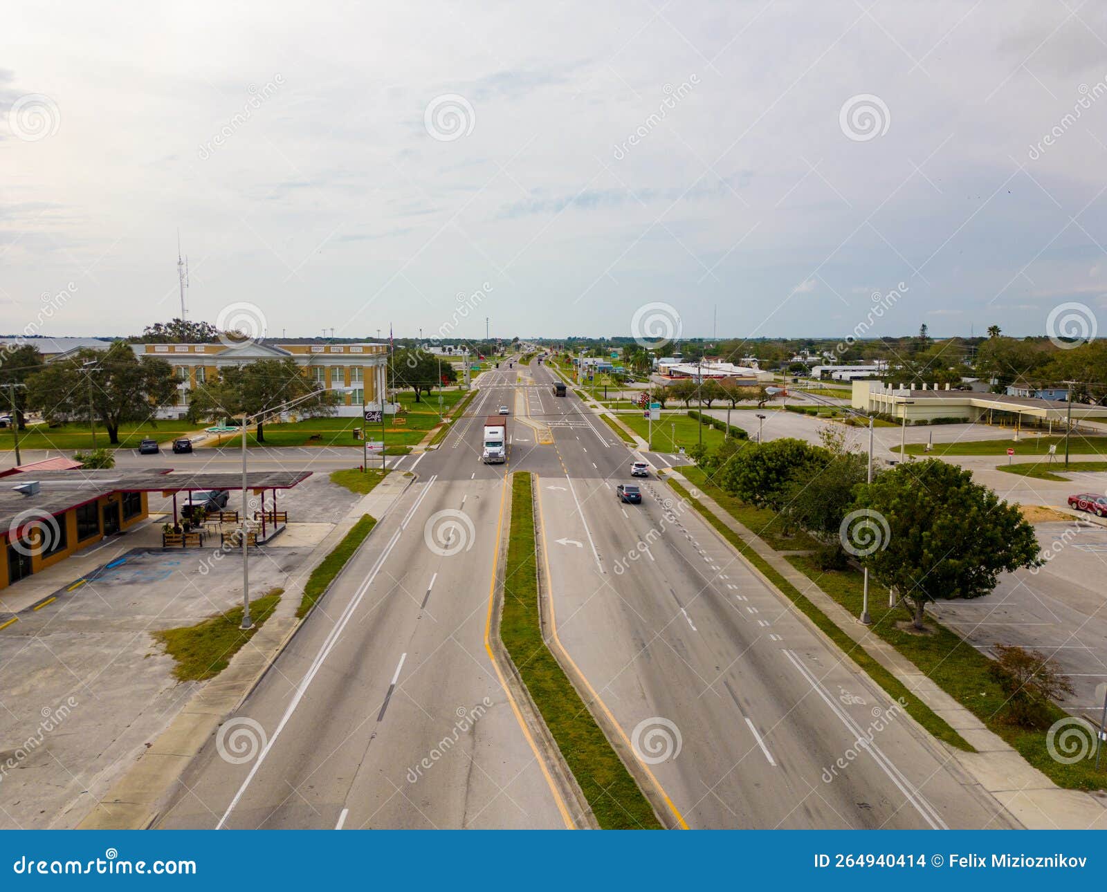 Aerial Street View of Moore Haven Florida Stock Photo Image of town