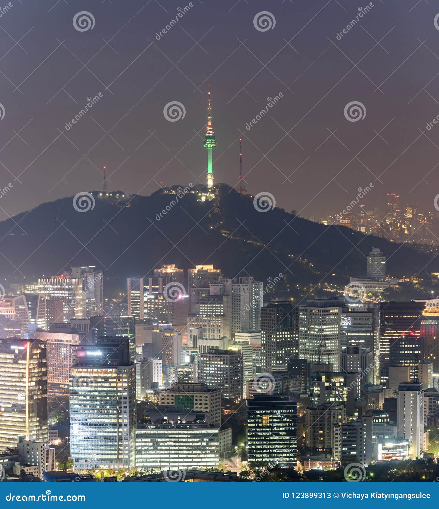 Night View of Seoul Downtown Cityscape Stock Image - Image of asia ...