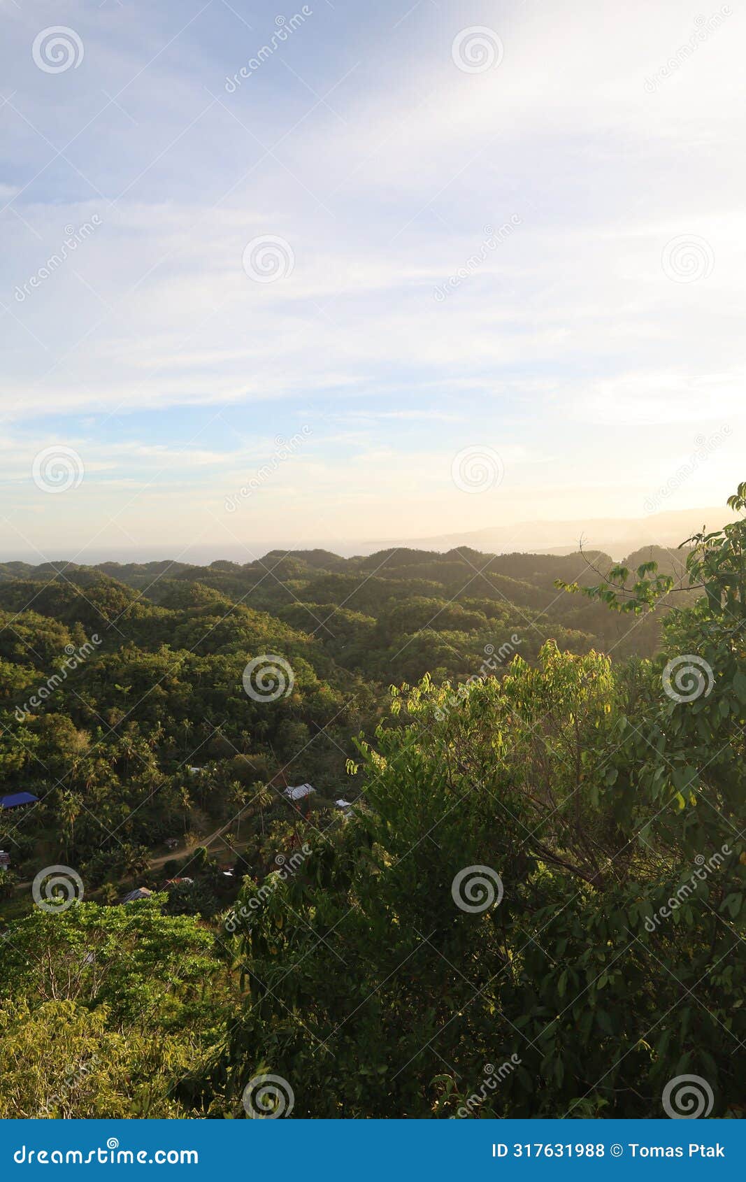 aerial sunset view of anda in bohol island, philippines