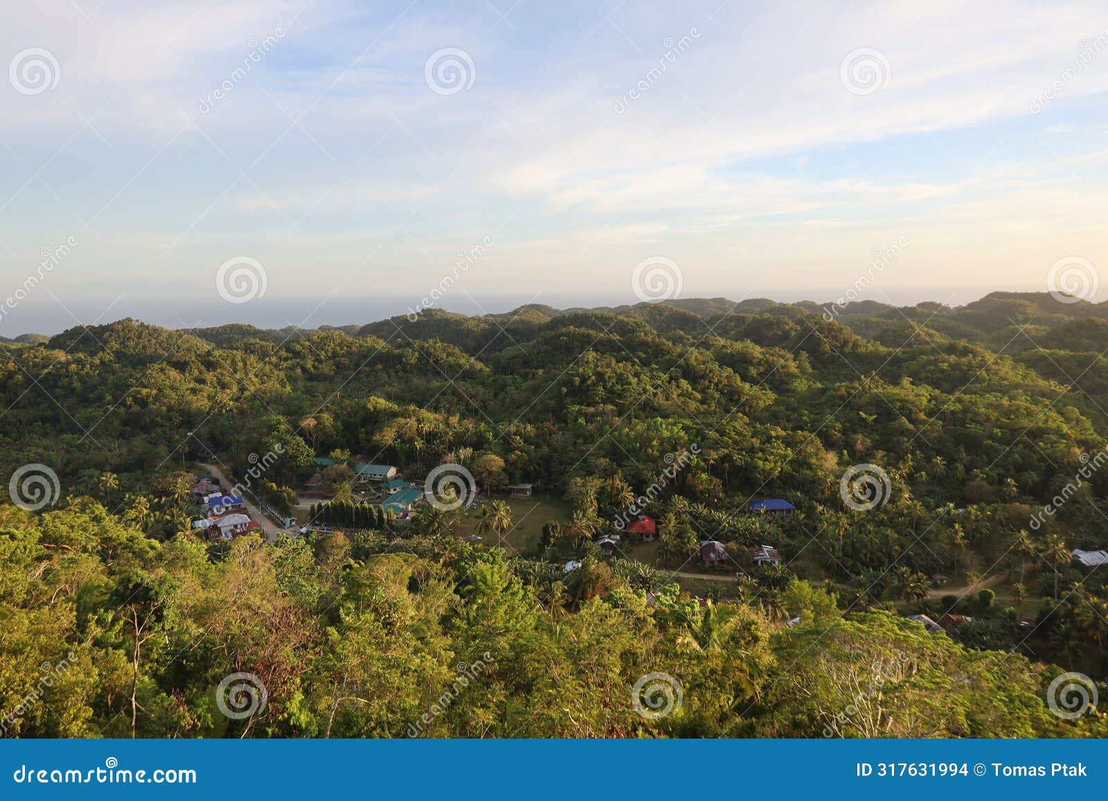 aerial sunset view of anda in bohol island, philippines