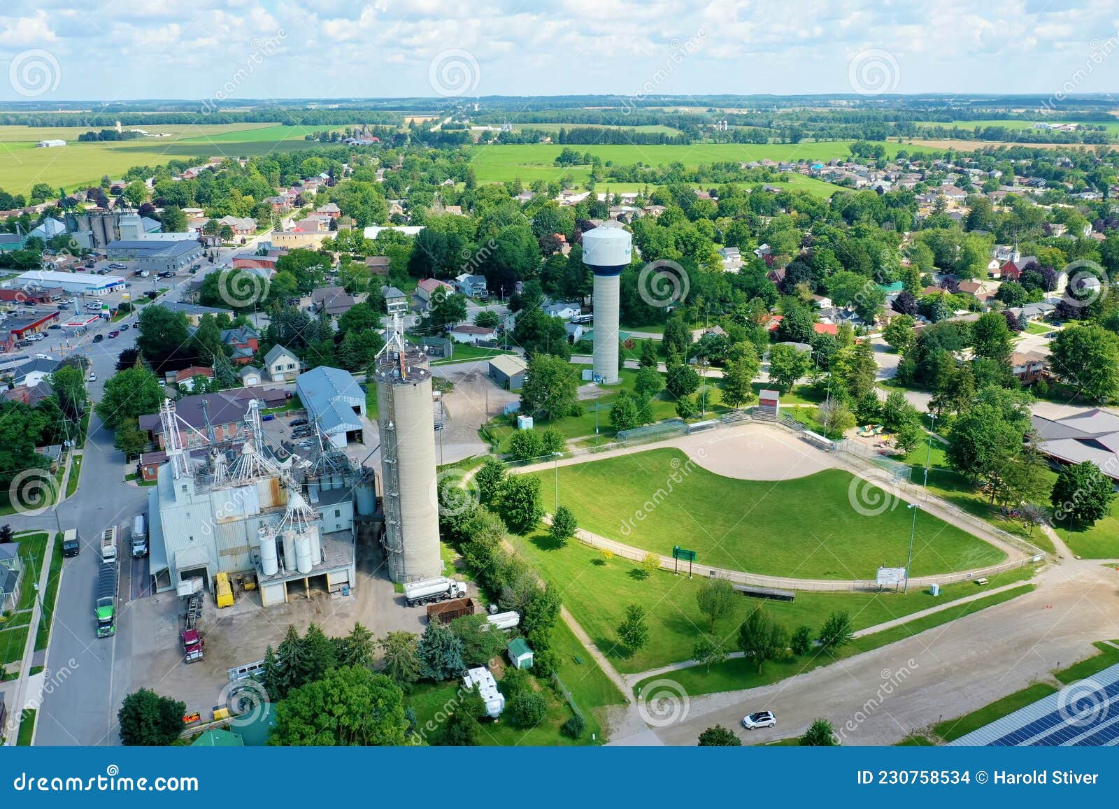 Aerial of Tavistock, Ontario, Canada Overhead Editorial Stock Image