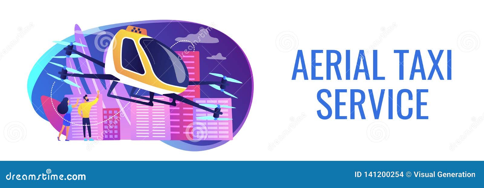 aerial taxi service concept banner header.