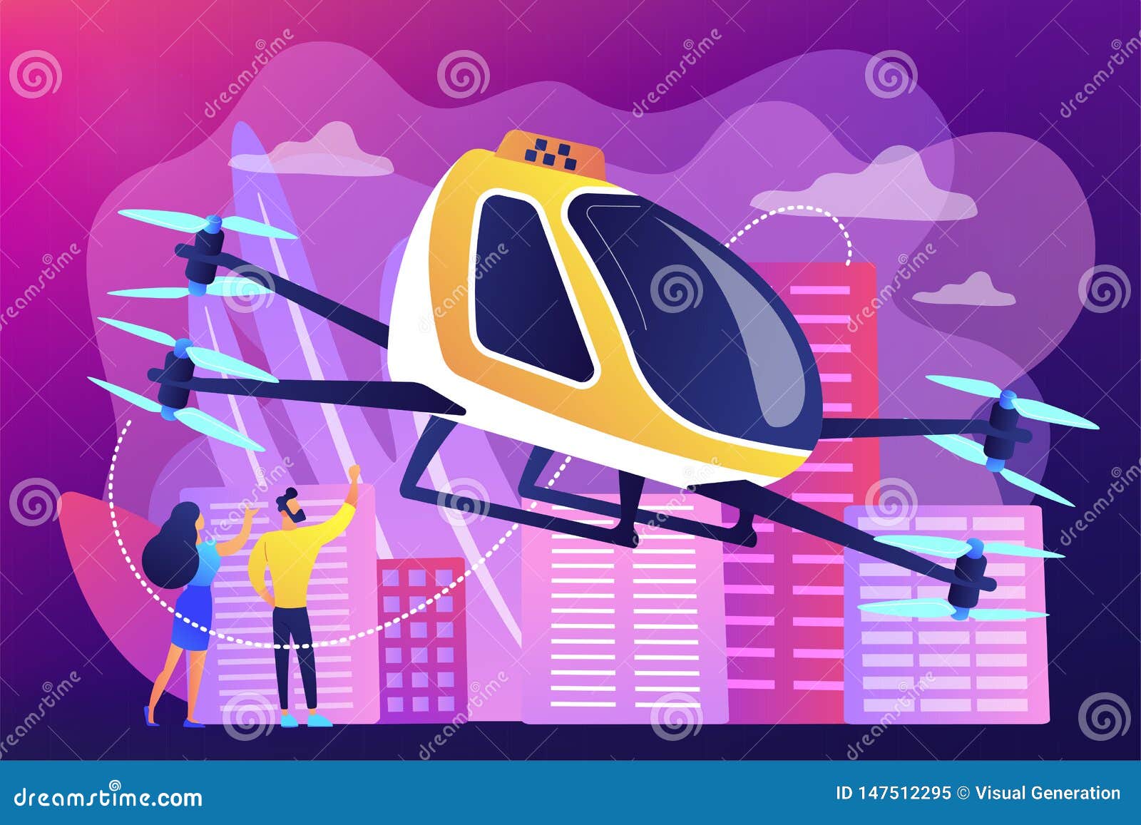 aerial taxi service concept  .