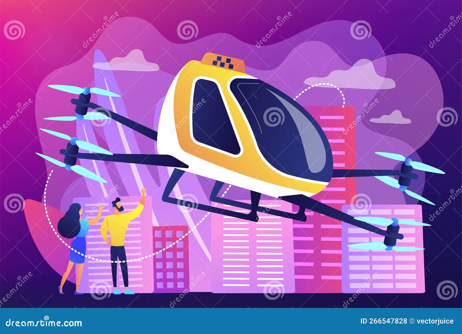 aerial taxi service concept  