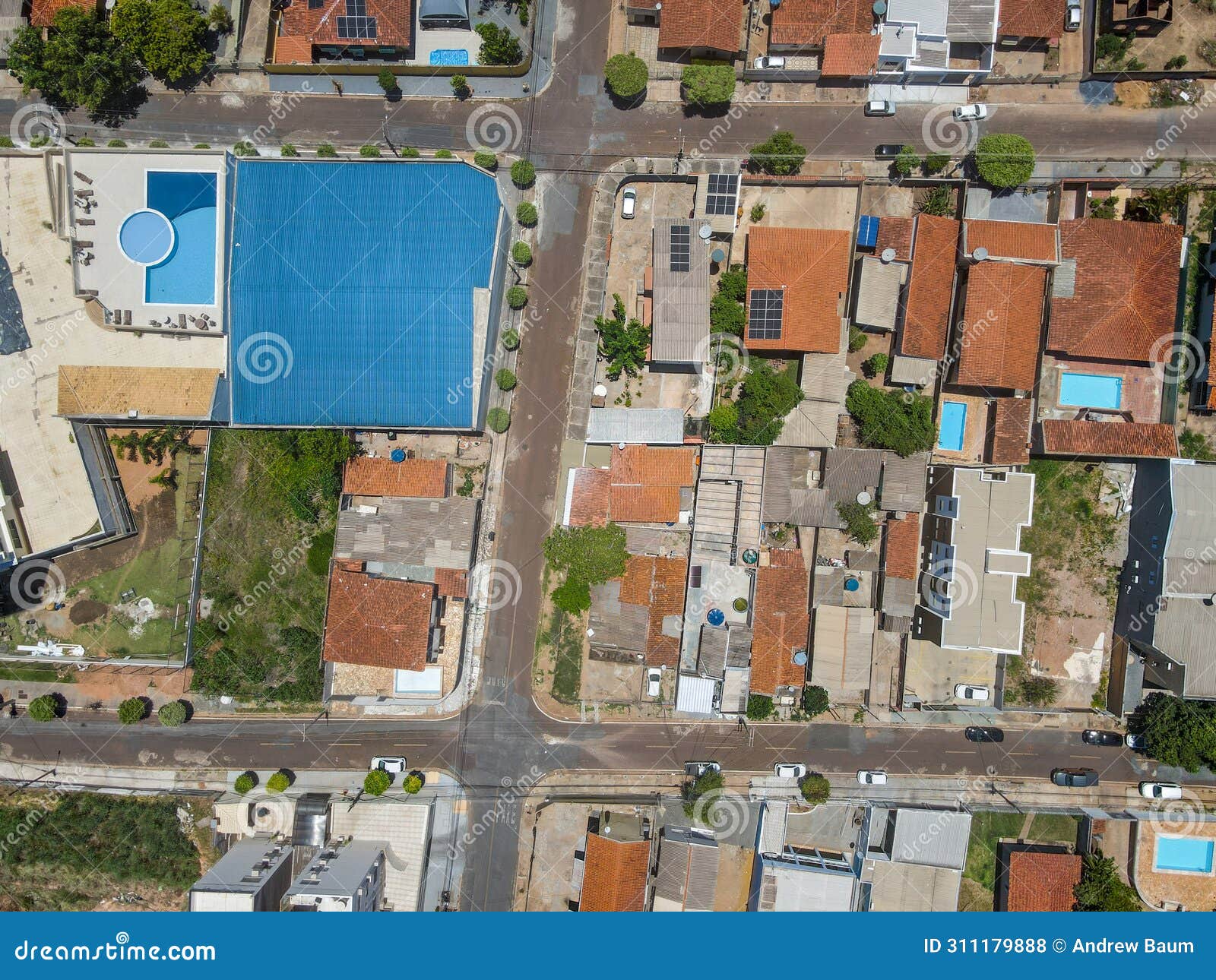 aerial top down in tropical city of cuiaba mato grosso