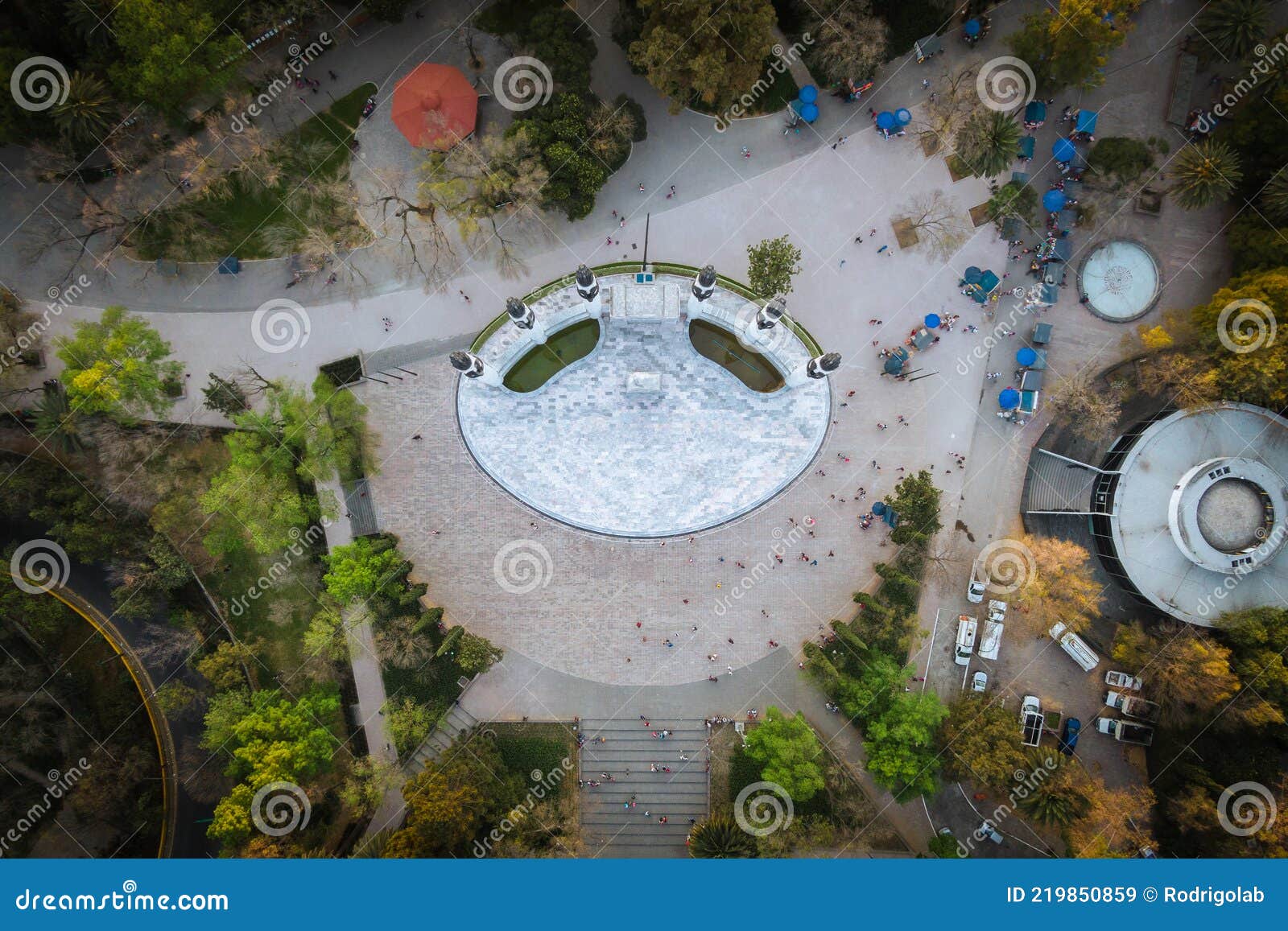 aerial top down view of chapultepec park in mexico city, mexico