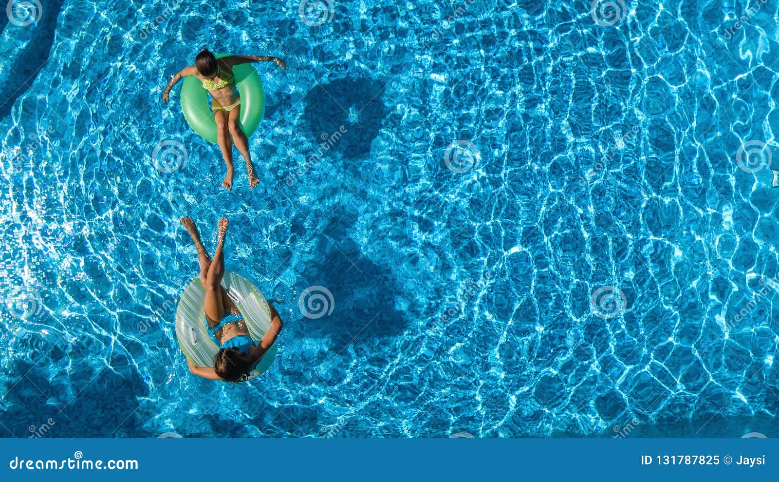 Aerial Top View of Children in Swimming Pool from Above, Happy Kids ...