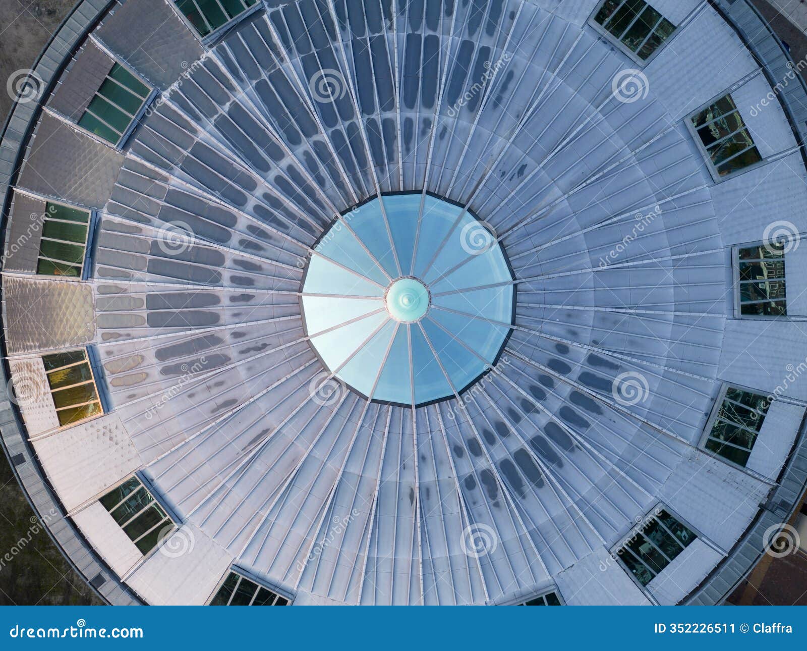 aerial view of a glass dome structure