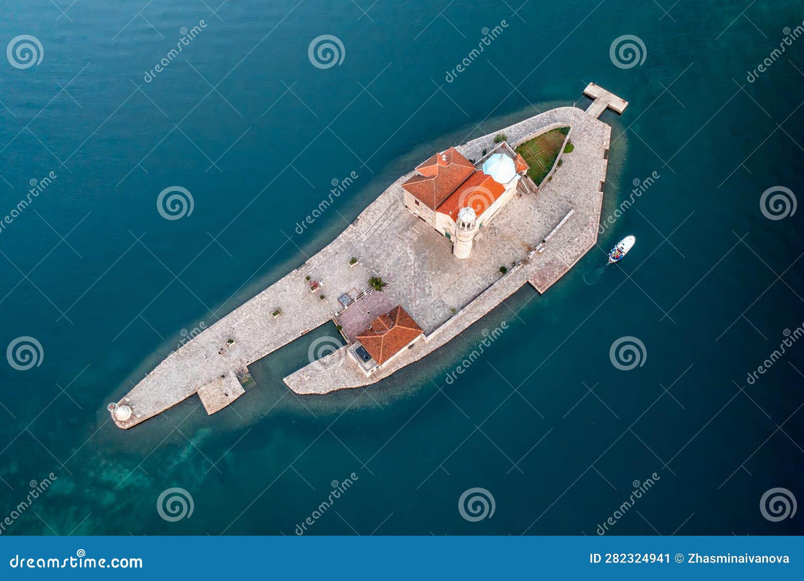 the island our lady of the rocks near the picturesque town of perast