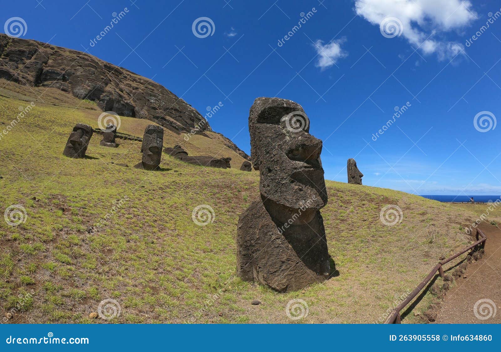 AERIAL Trail Leads Past a Group of Fascinating Moai Statues on Easter