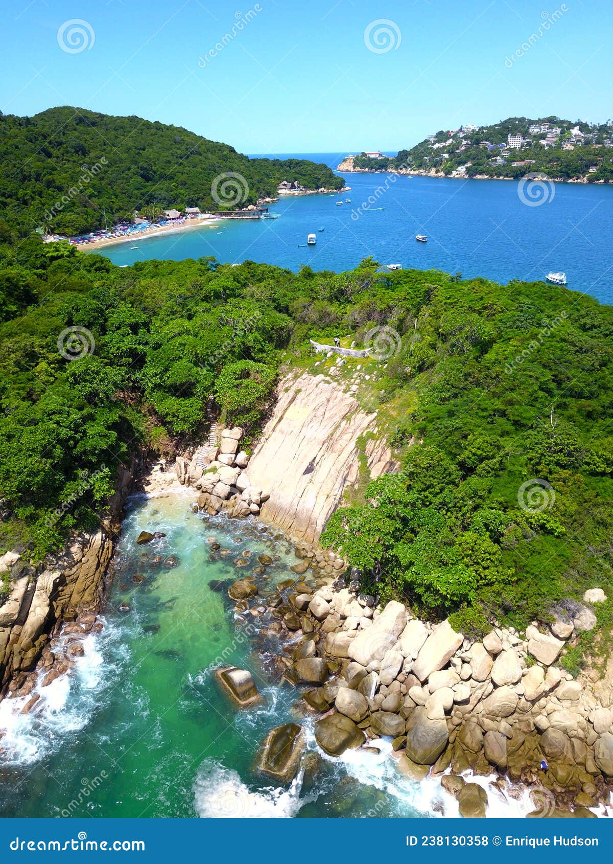 aerial vertical view of the beach of love in roqueta island
