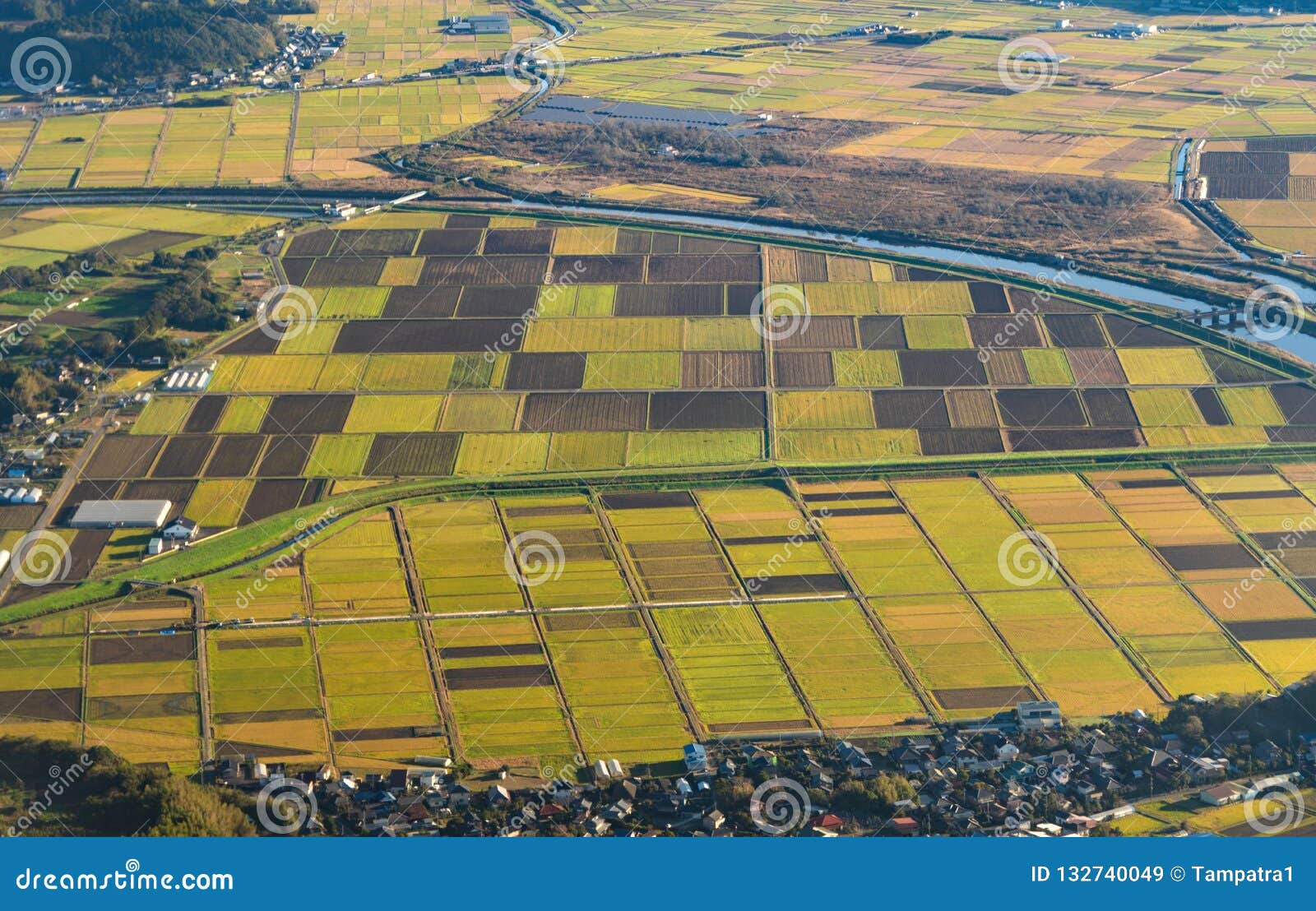 Aerial View Of Agricultural Fields In Countryside Of Japan In Sp Stock Image Image Of Cultivated Ground