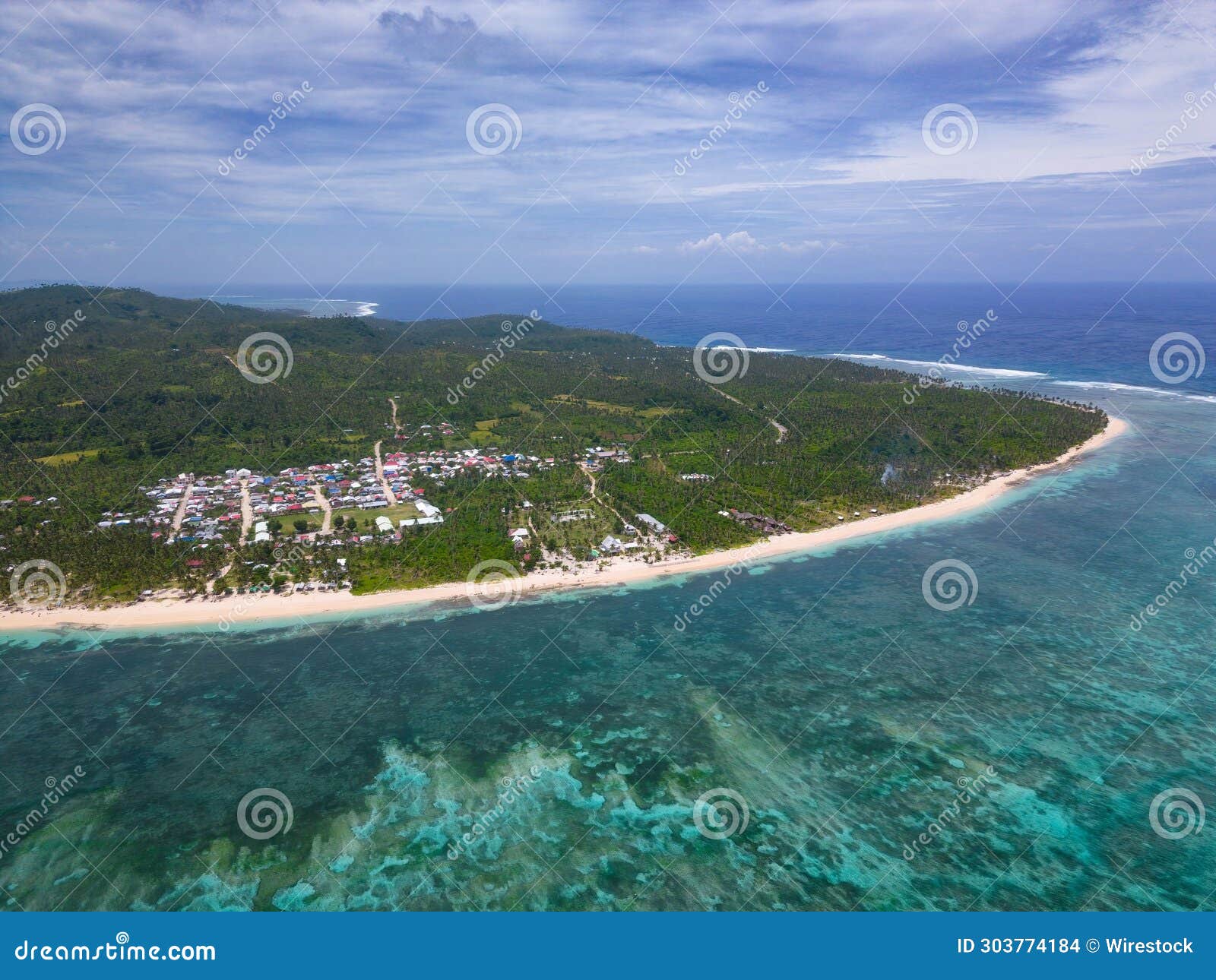 aerial view of alegria beach, siargao island, philippines