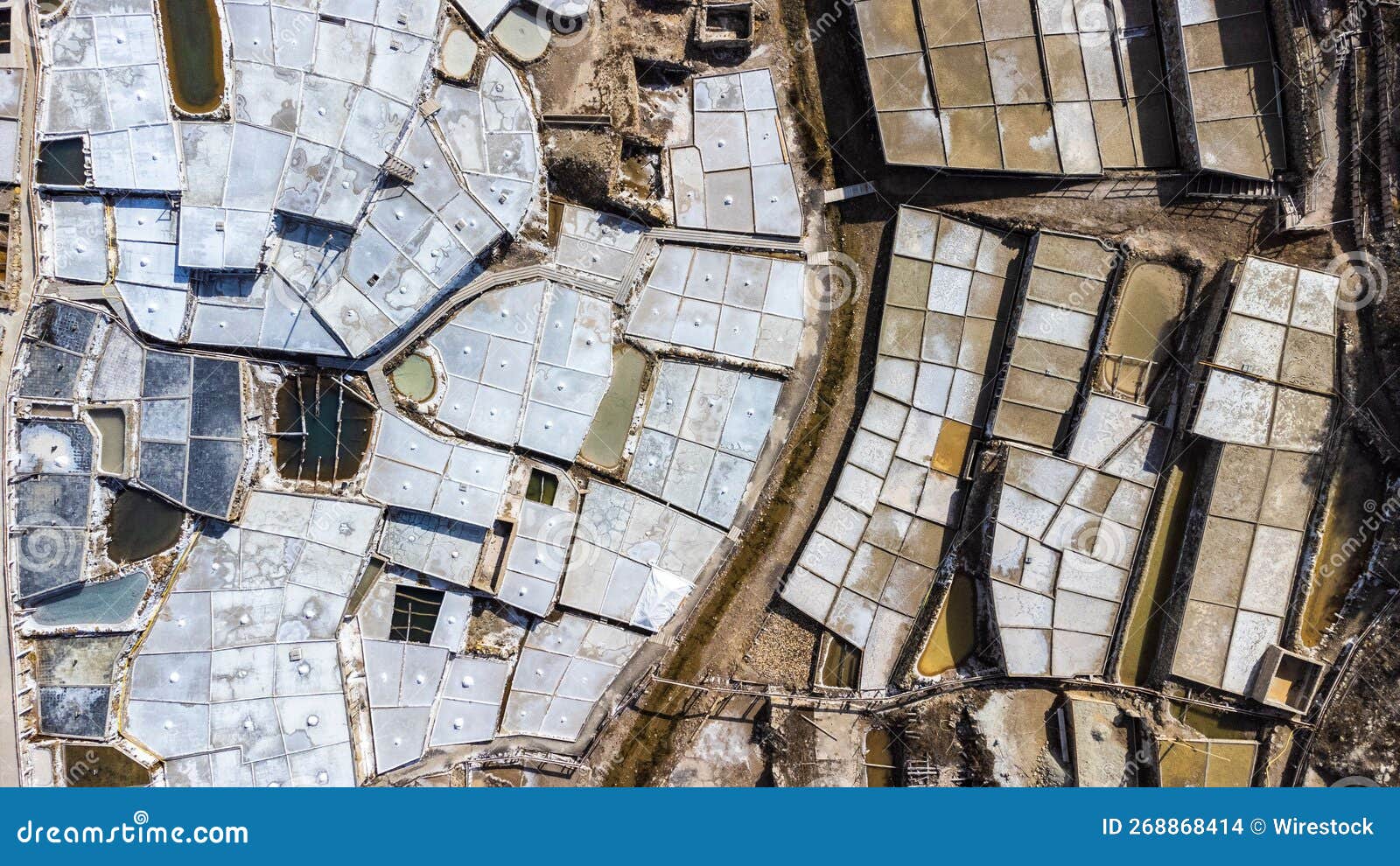 aerial view of the anana salt pans in alava, spain