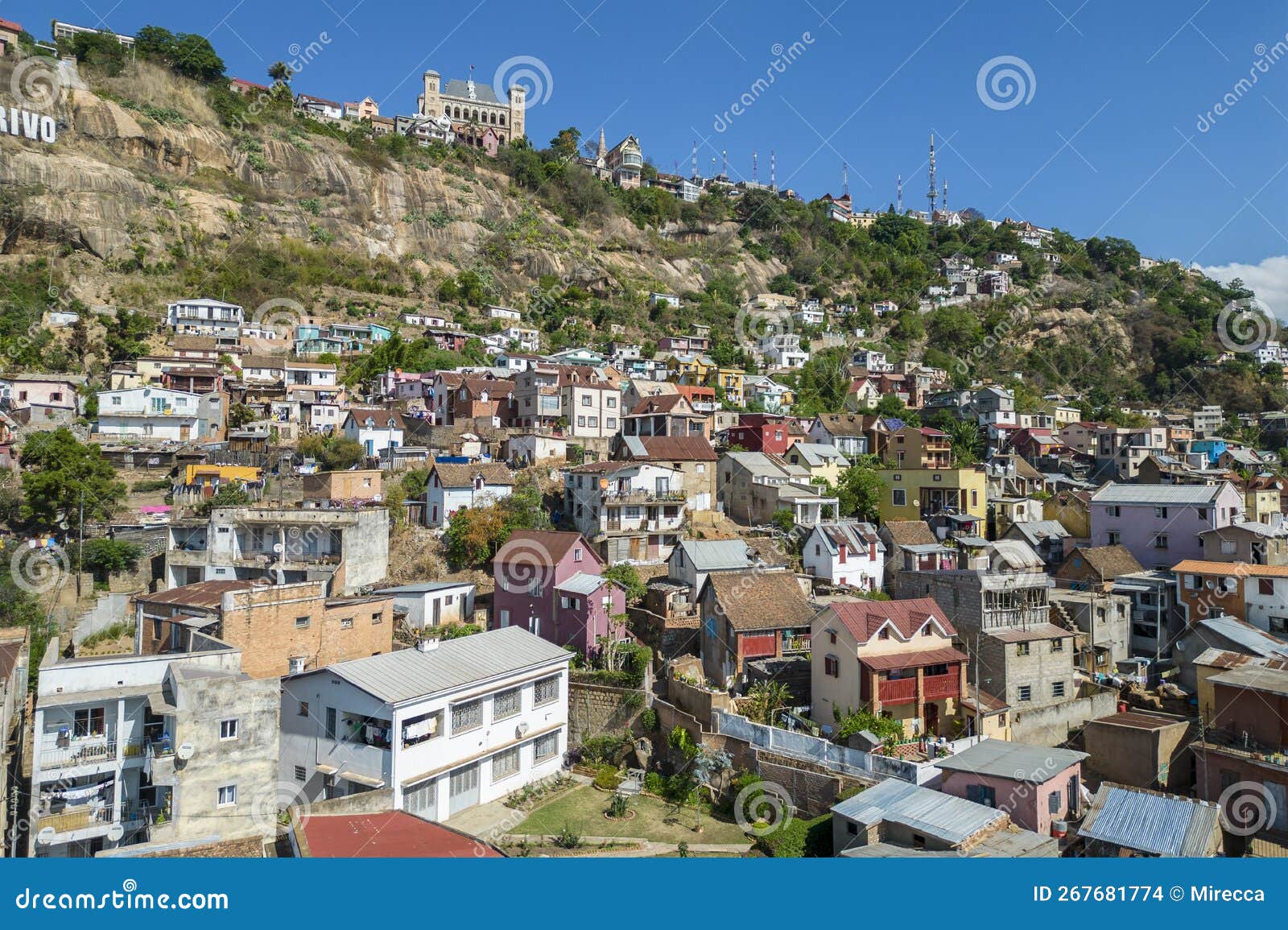 aerial view of antananarivo, capital city of madagascar