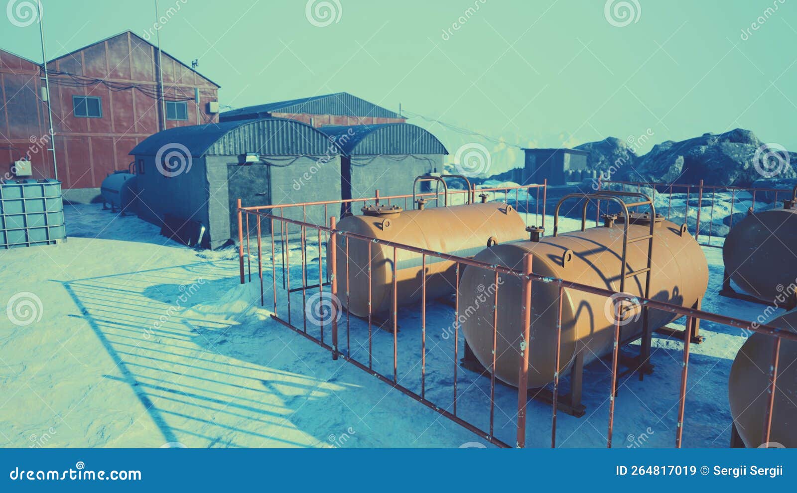 aerial view of antarctic station in antarctica