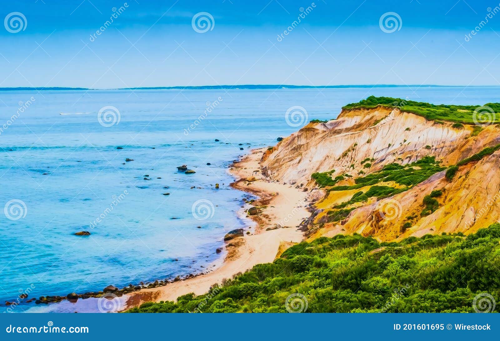 Aerial View of Aquinnah Cliffs, Martha S Vineyard, Massachusetts Stock