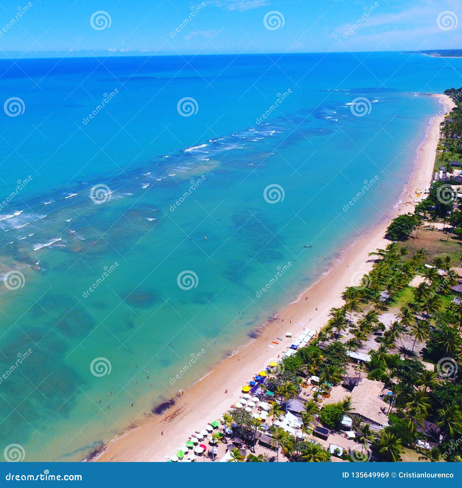 aerial view of arraial d`ajuda beach, porto seguro, bahia, brazil