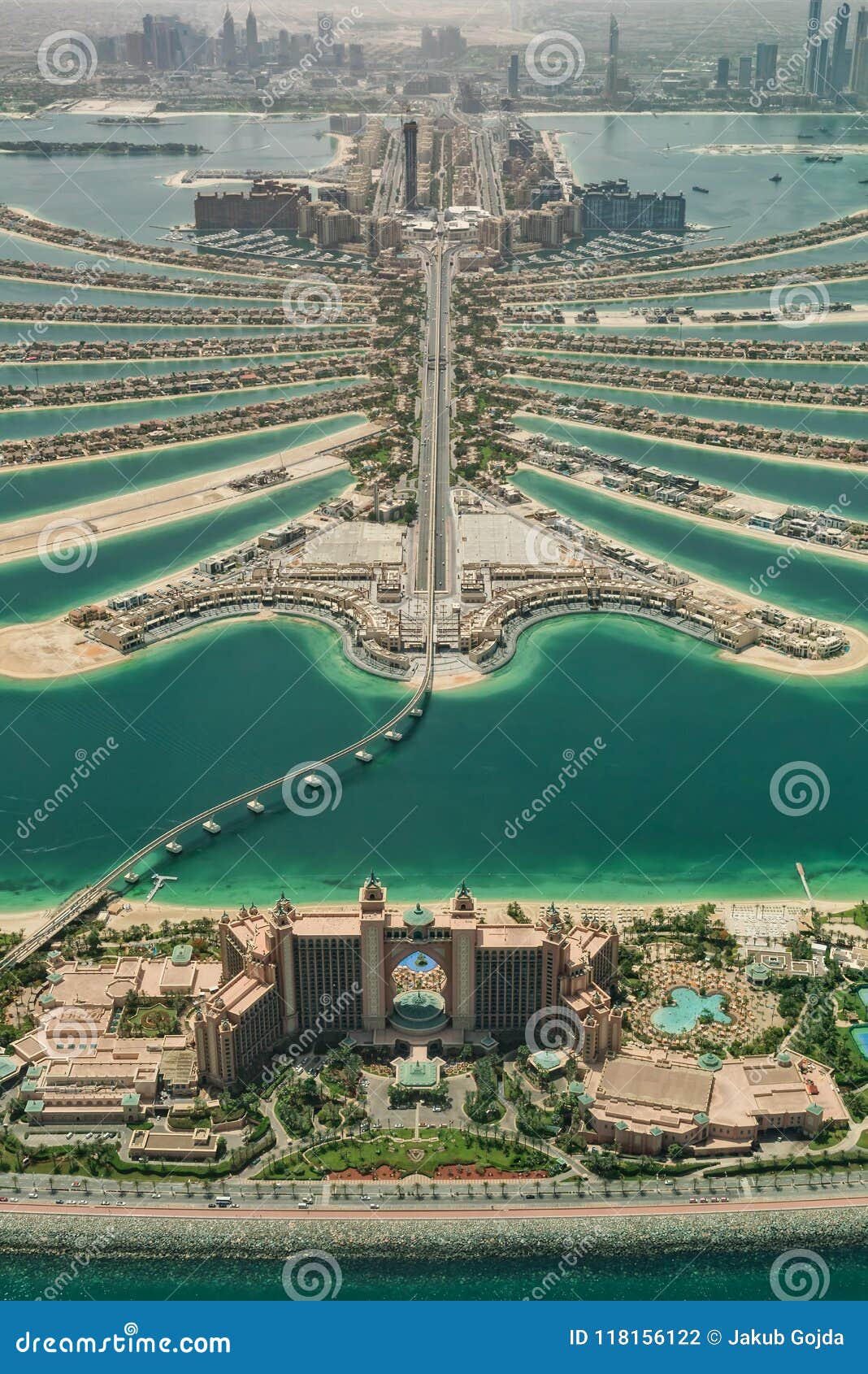 Aerial View of Artificial Palm Island in Dubai. Stock Photo Image of modern, creek 118156122