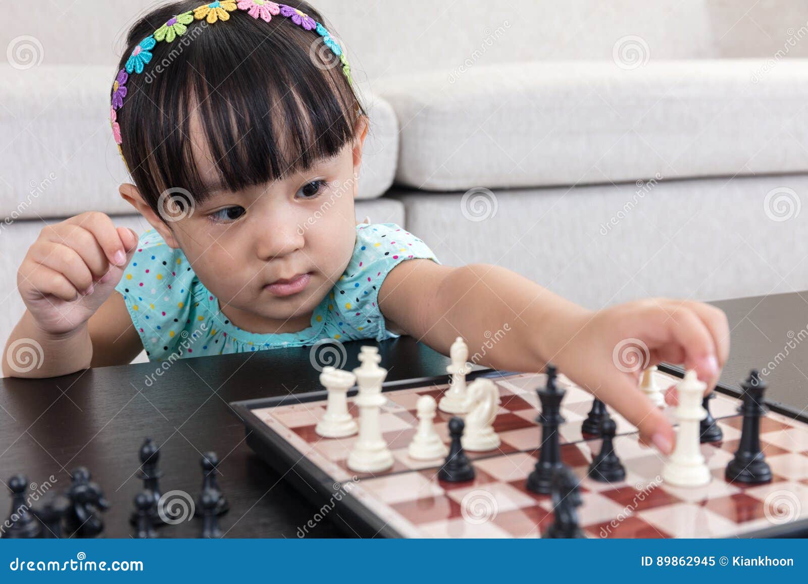 Girl Watching Next Chess Move Stock Photo - Image of strategy, children:  22865482