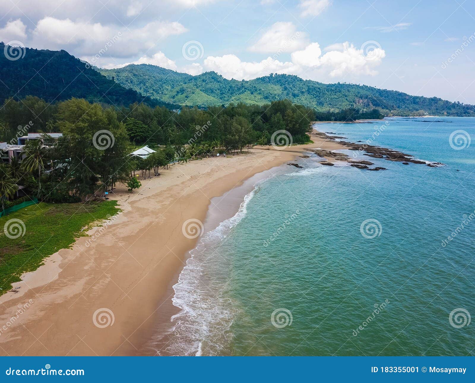 aerial view of bang niang beach-khaolak