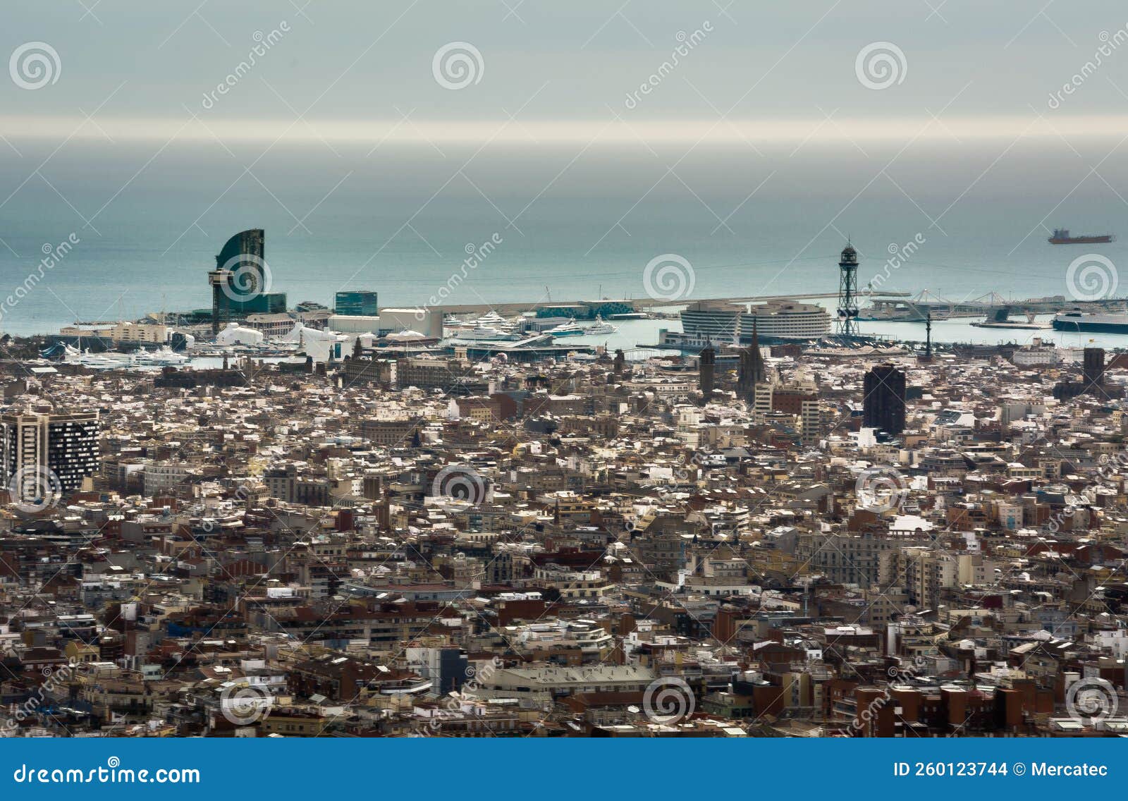 aerial view of barcelona spain from the anti-aircraft