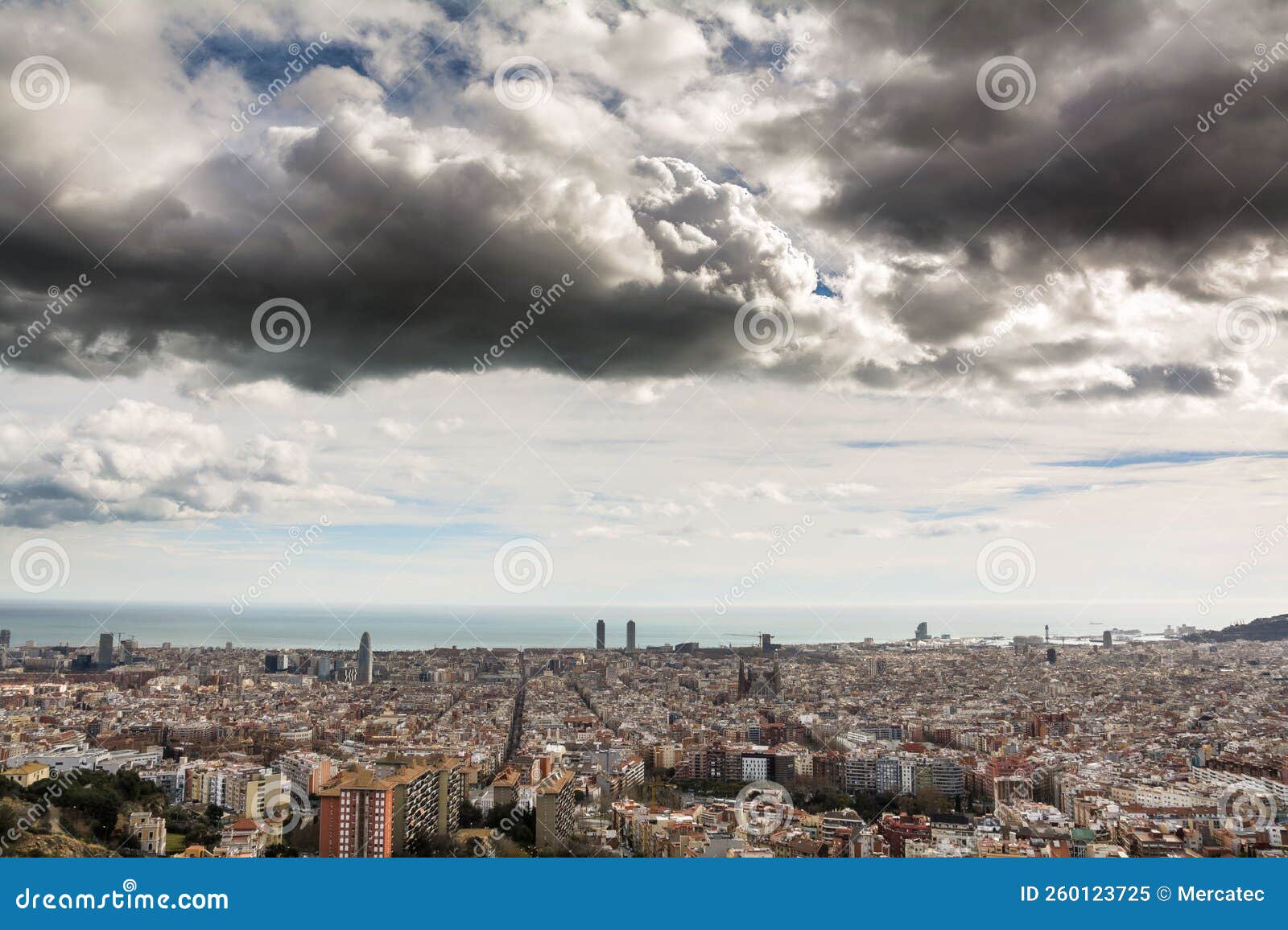 aerial view of barcelona spain from the anti-aircraft