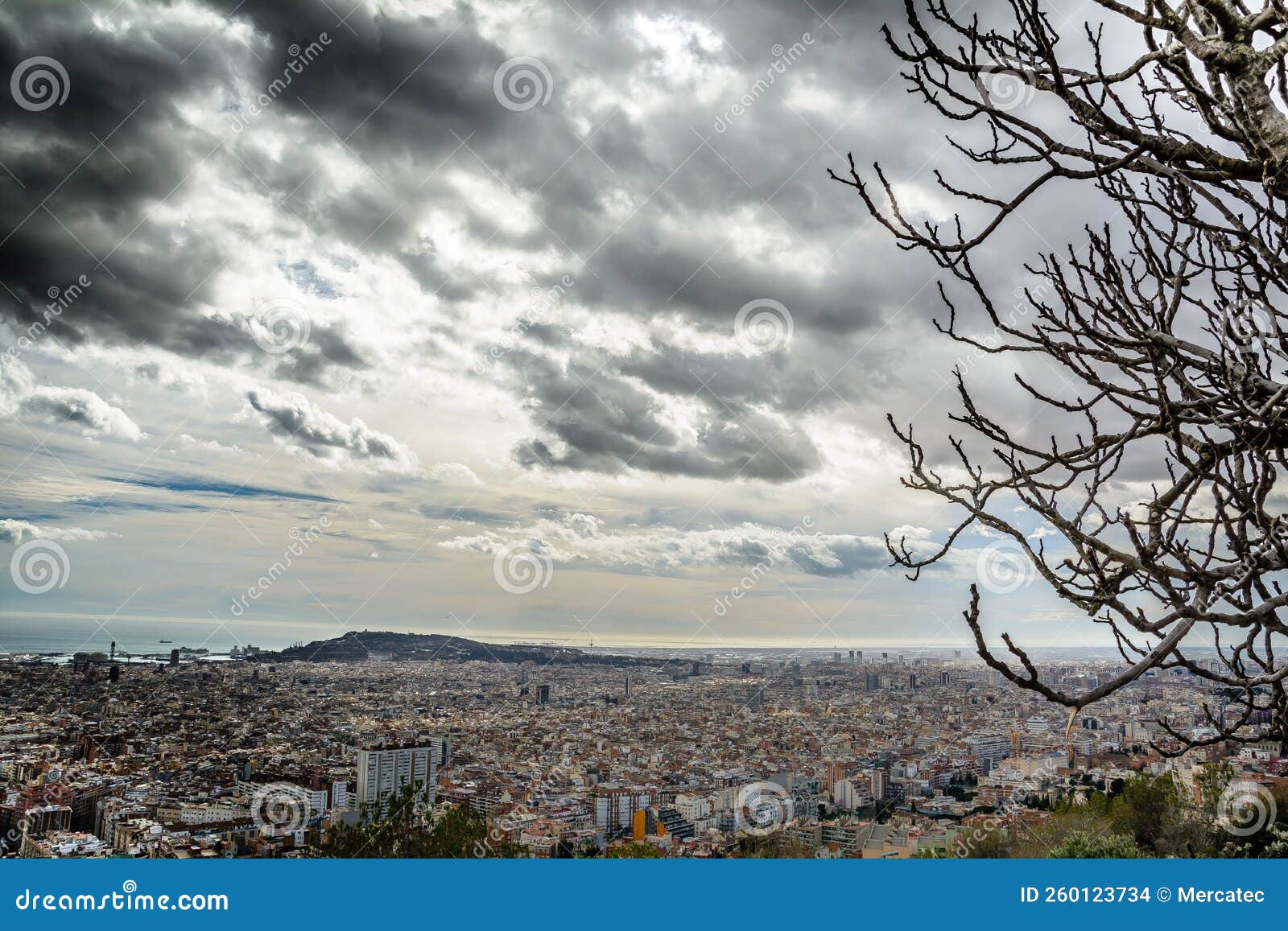 aerial view of barcelona spain from the anti-aircraft