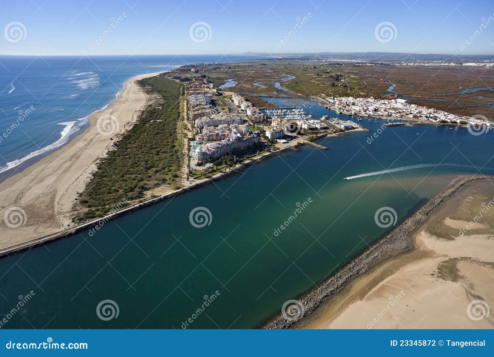 aerial view of the beach of isla canela