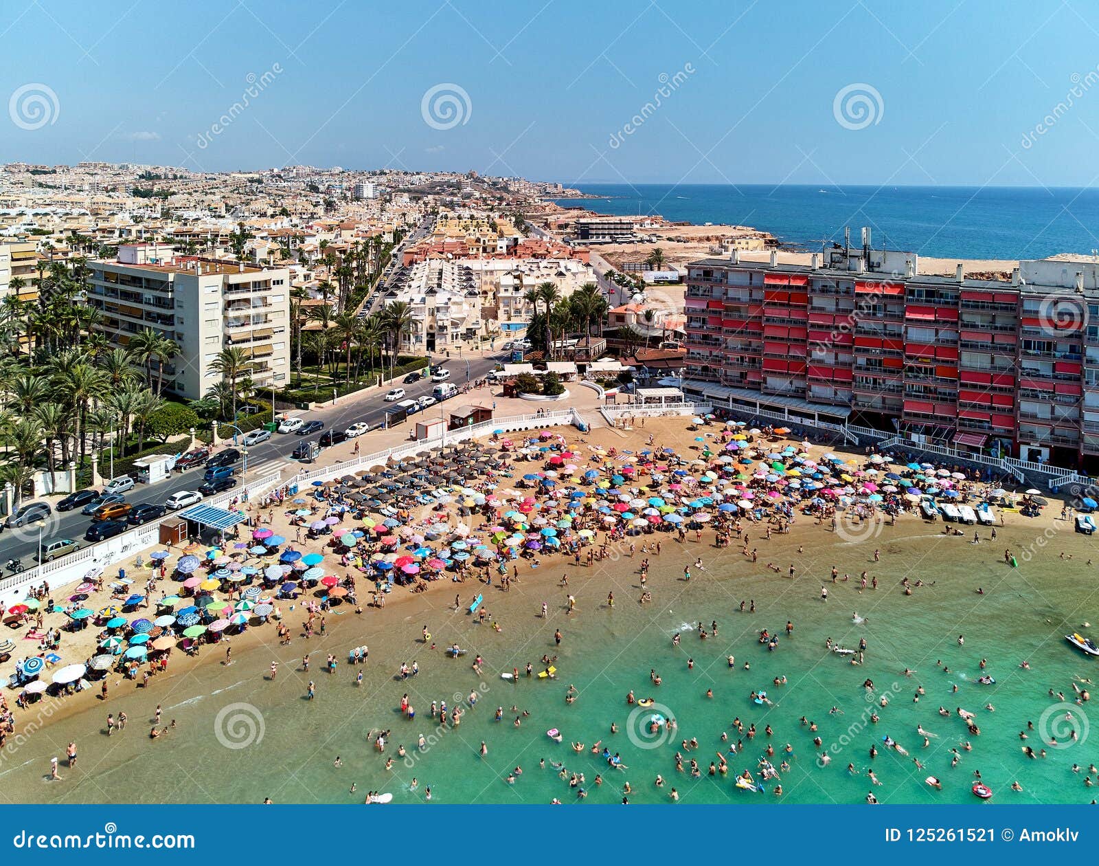aerial view of beach and torrevieja cityscape
