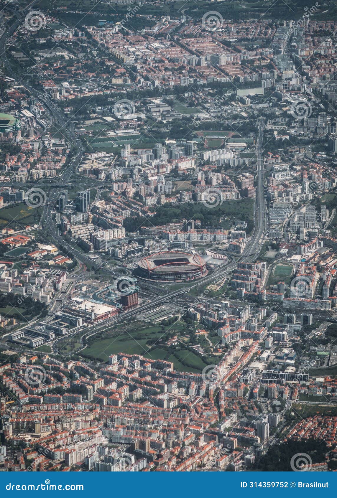 aerial view of the benfica stadium. estadio da luz. football stadium in lisbon, portugal