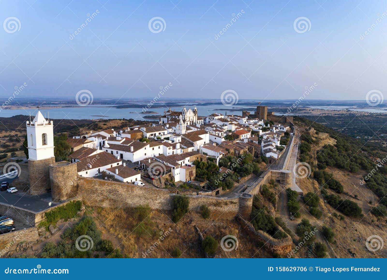 aerial view of the beutiful historical village of monsaraz, in alentejo, portugal