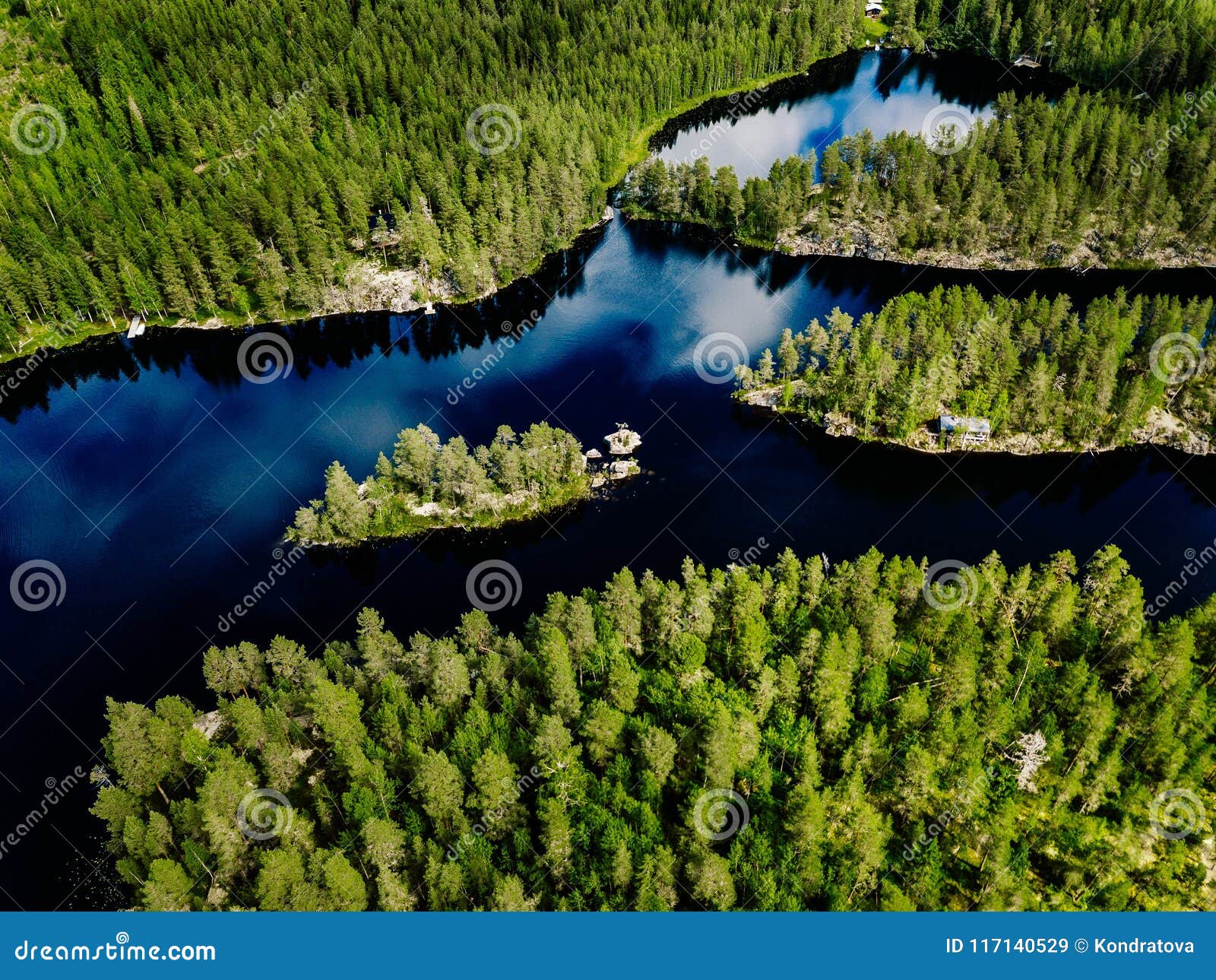 Aerial View of Blue Lake and Green Forest. Beautiful Summer Landscape ...