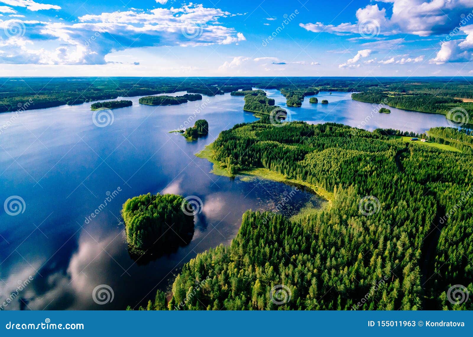 Aerial View of Blue Lakes and Green Forests on a Sunny Summer Day in ...