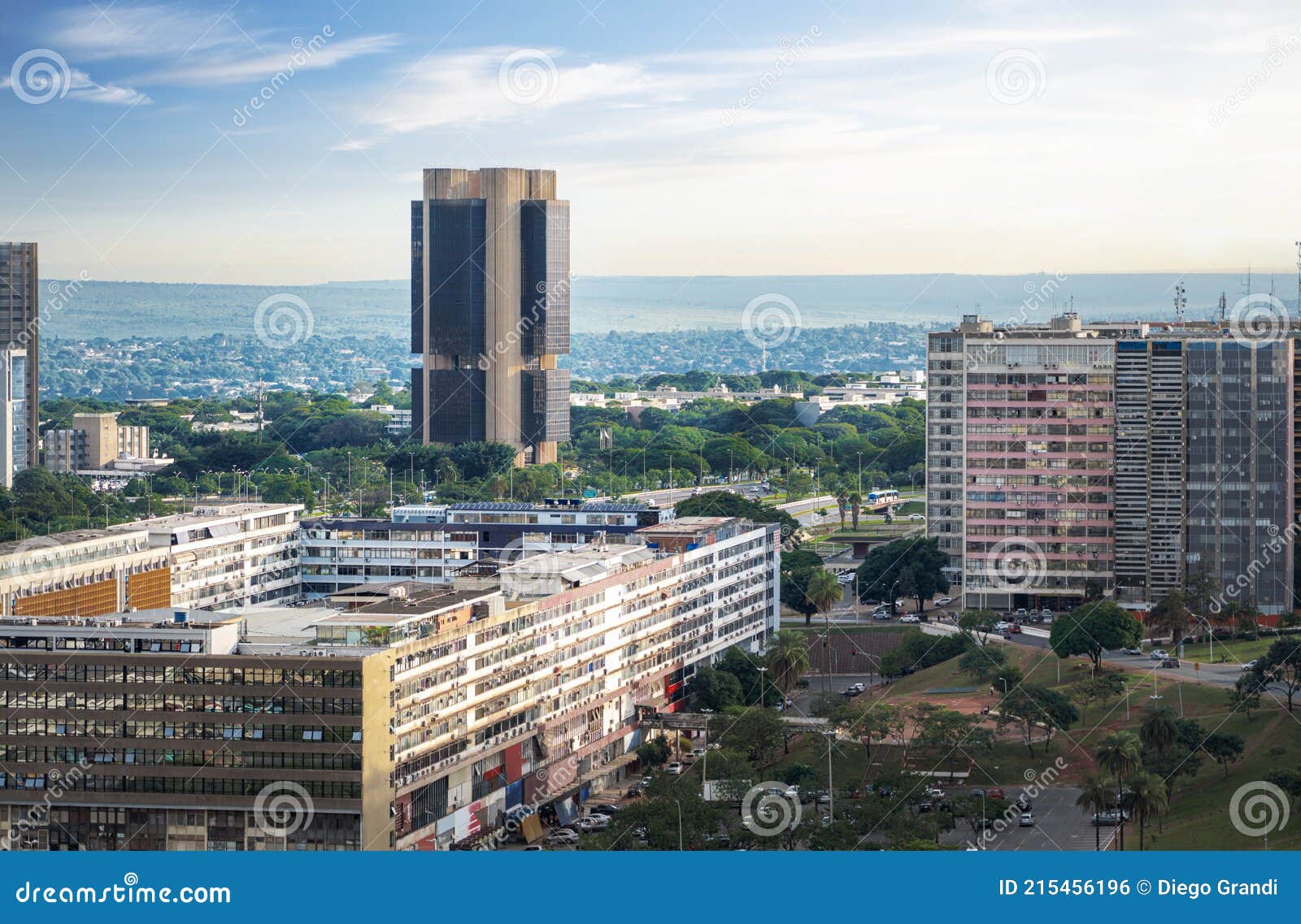 aerial view of brasilia and central bank of brazil headquarters building - brasilia, distrito federal, brazil