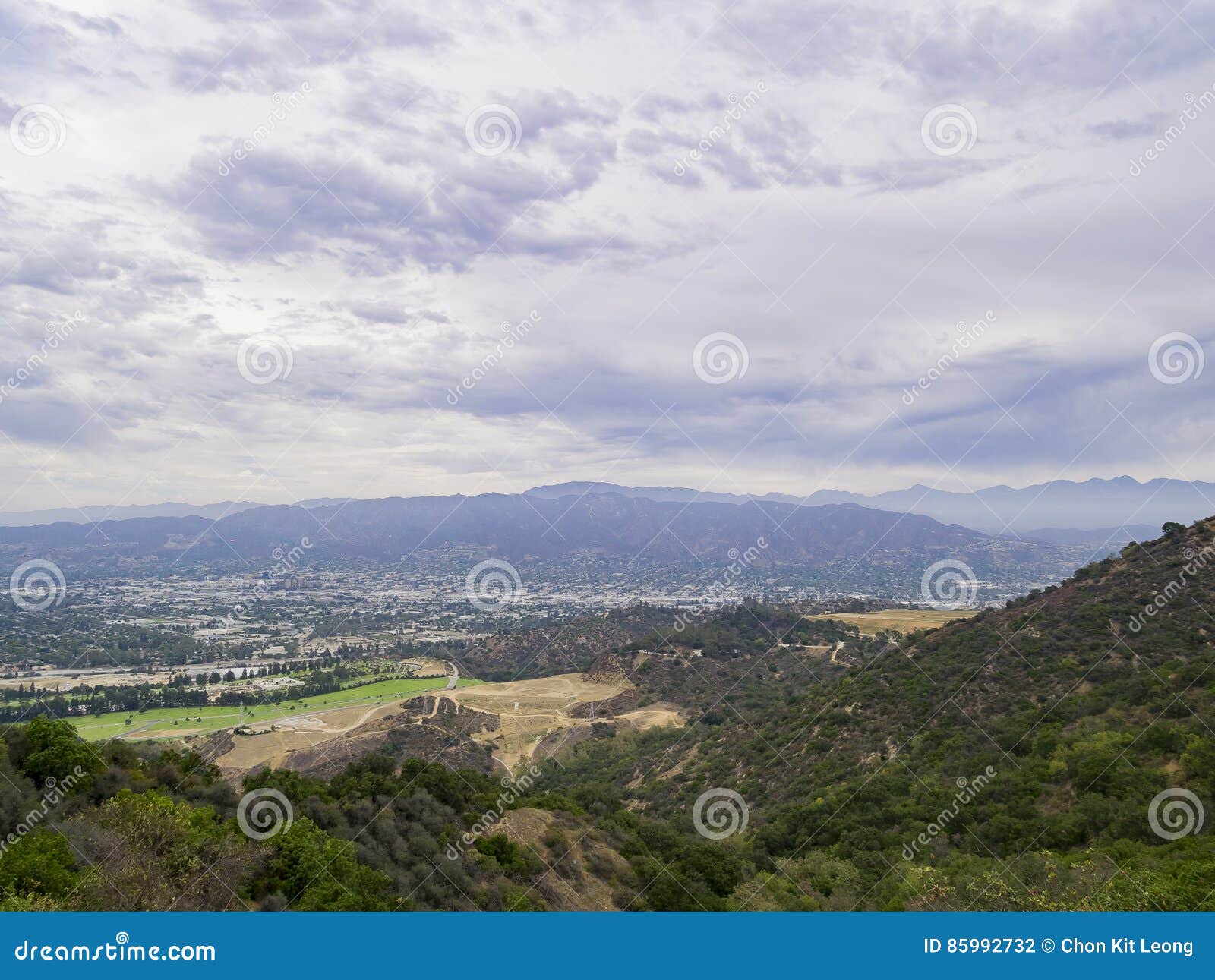 Aerial View Of Burbank Cityscape Stock Photo Image Of Mountain