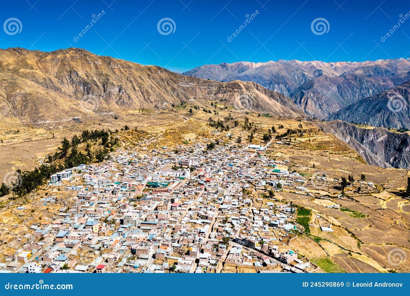 Scenery Of Cabanaconde Town In Peru Stock Image Image Of Cabanaconde