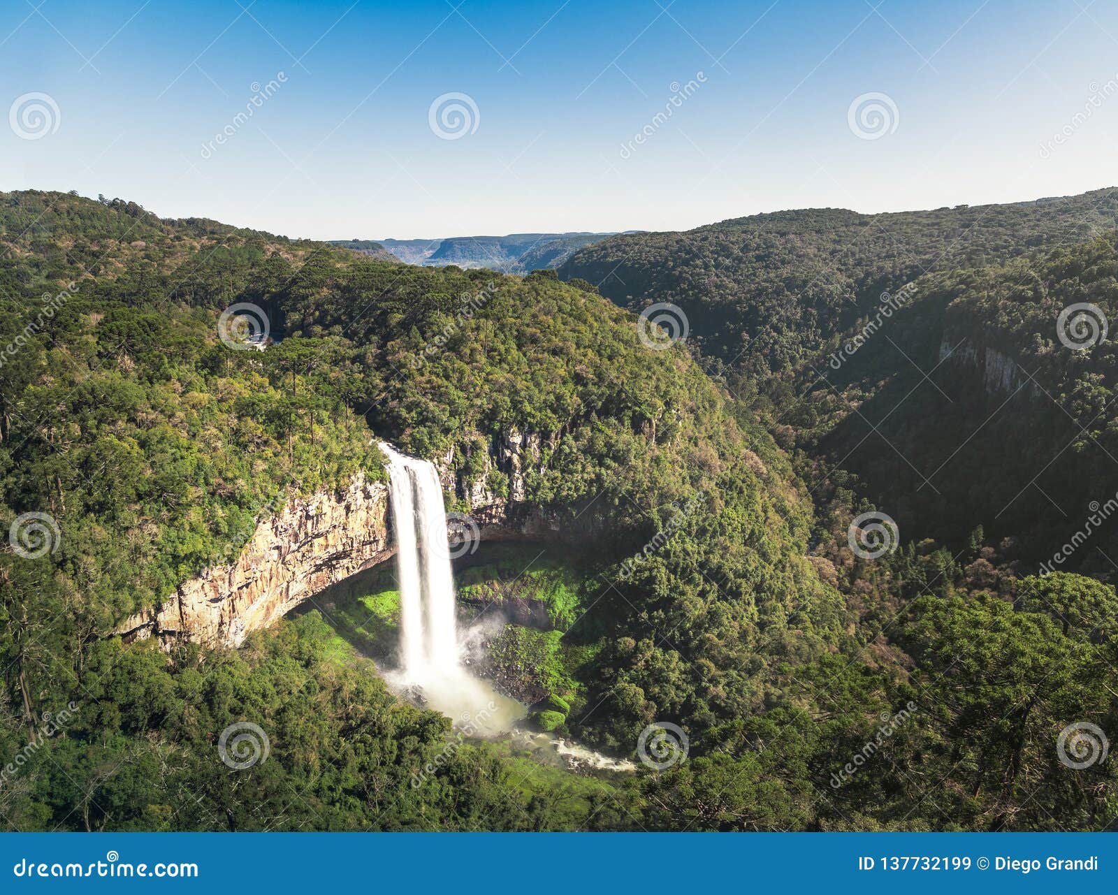 aerial view of caracol waterfall - canela, rio grande do sul, brazil