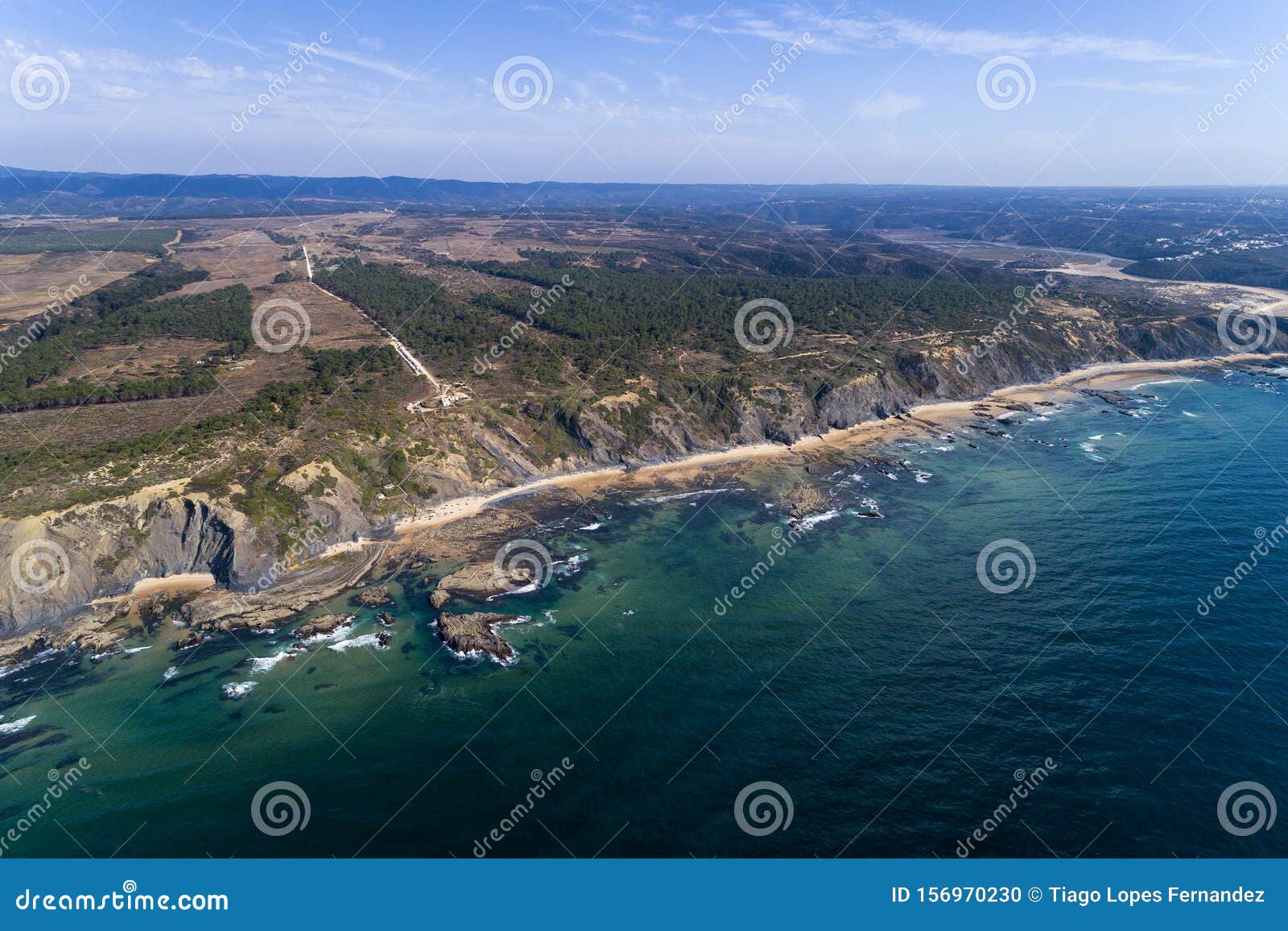 aerial view of the carreagem beach and coastline in aljezur