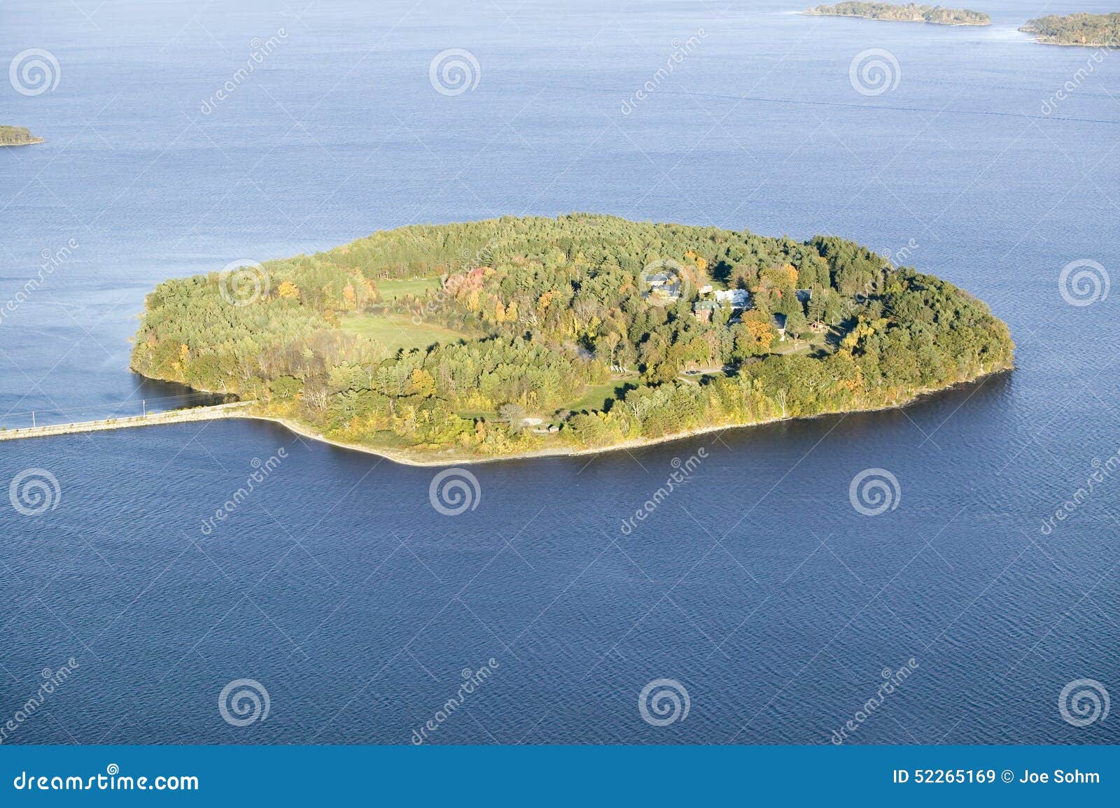 aerial view of casco bay islands off of portland maine