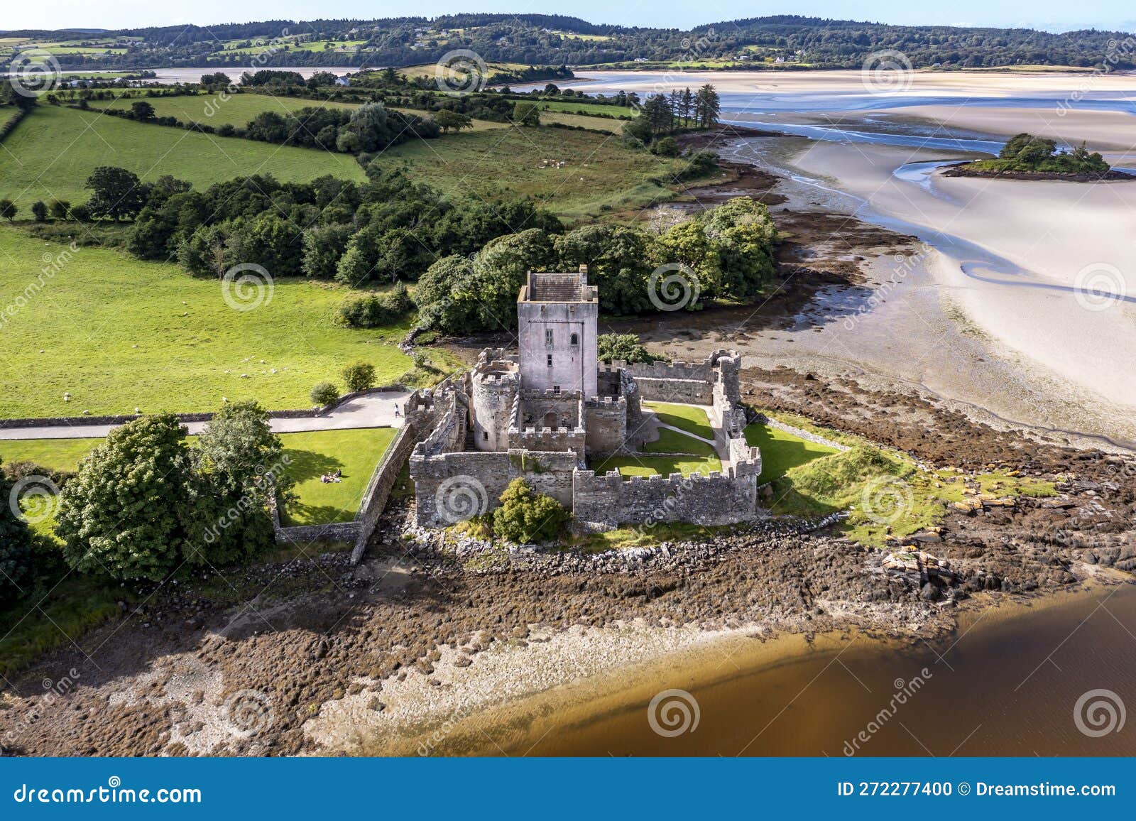 aerial view of castle dow and sheephaven bay in creeslough - county donegal, ireland